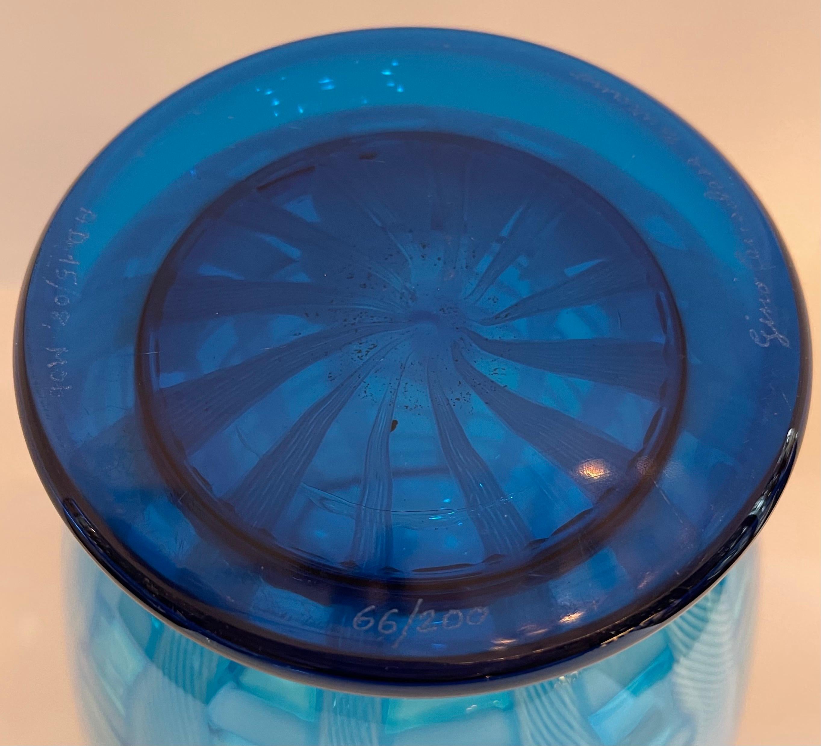 Vase à rayures en verre d'art bleu de Gino Cenedese Modernité du milieu du siècle dernier en vente 2