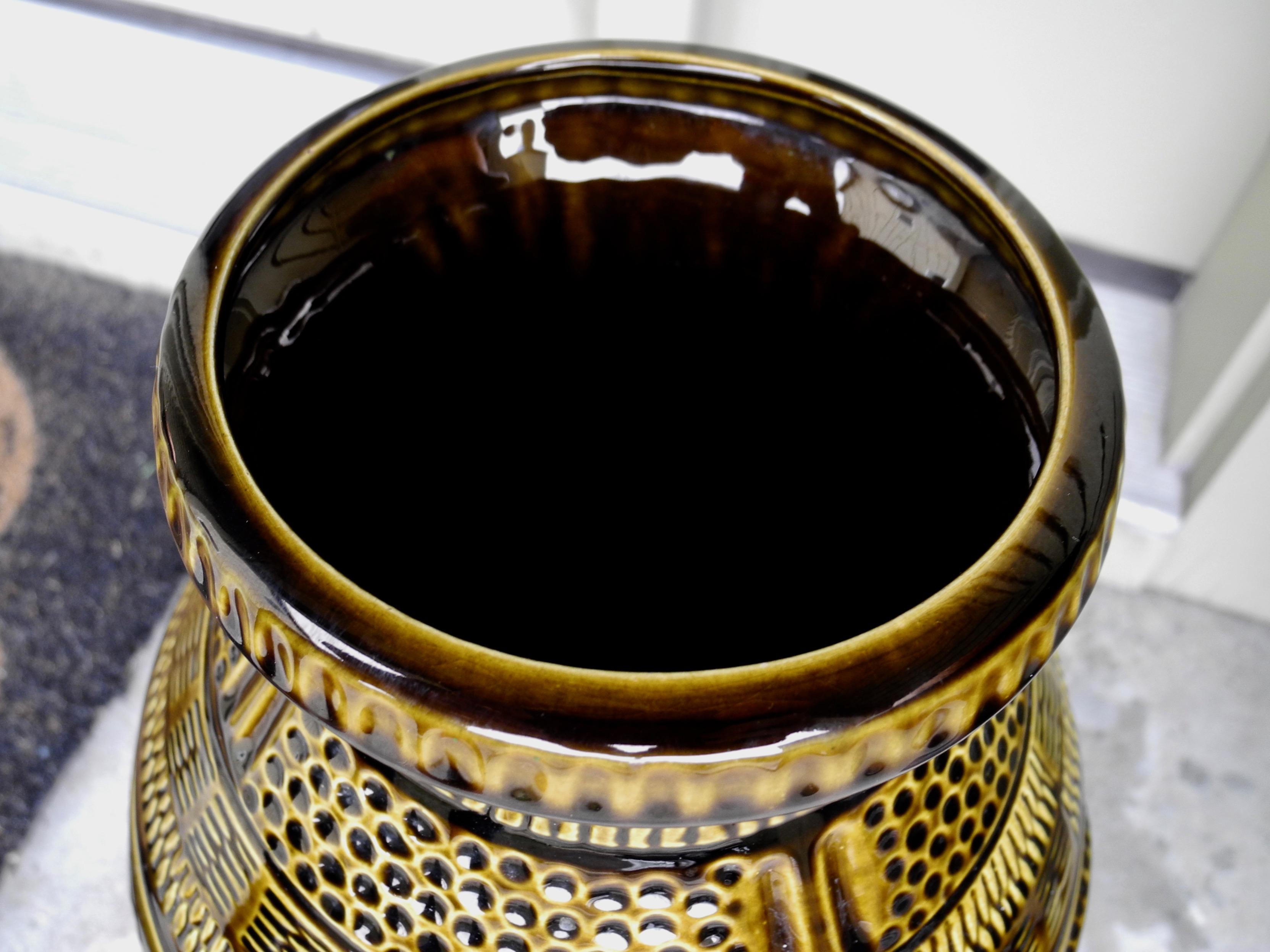 Mid-Century Modern Large Olive W German Ceramic Pottery Vessel Jar Vase For Sale 4