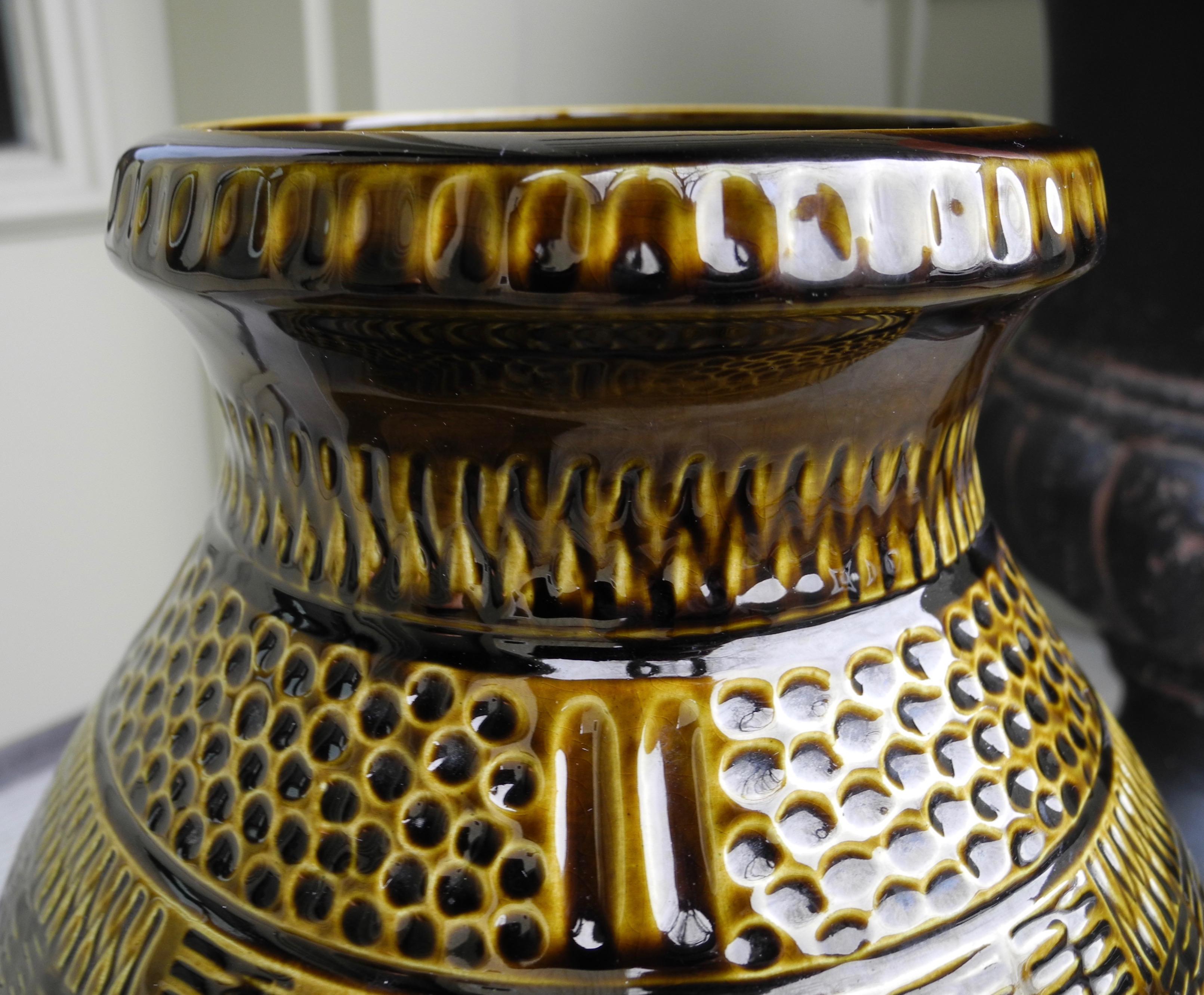 Mid-Century Modern Large Olive W German Ceramic Pottery Vessel Jar Vase For Sale 5