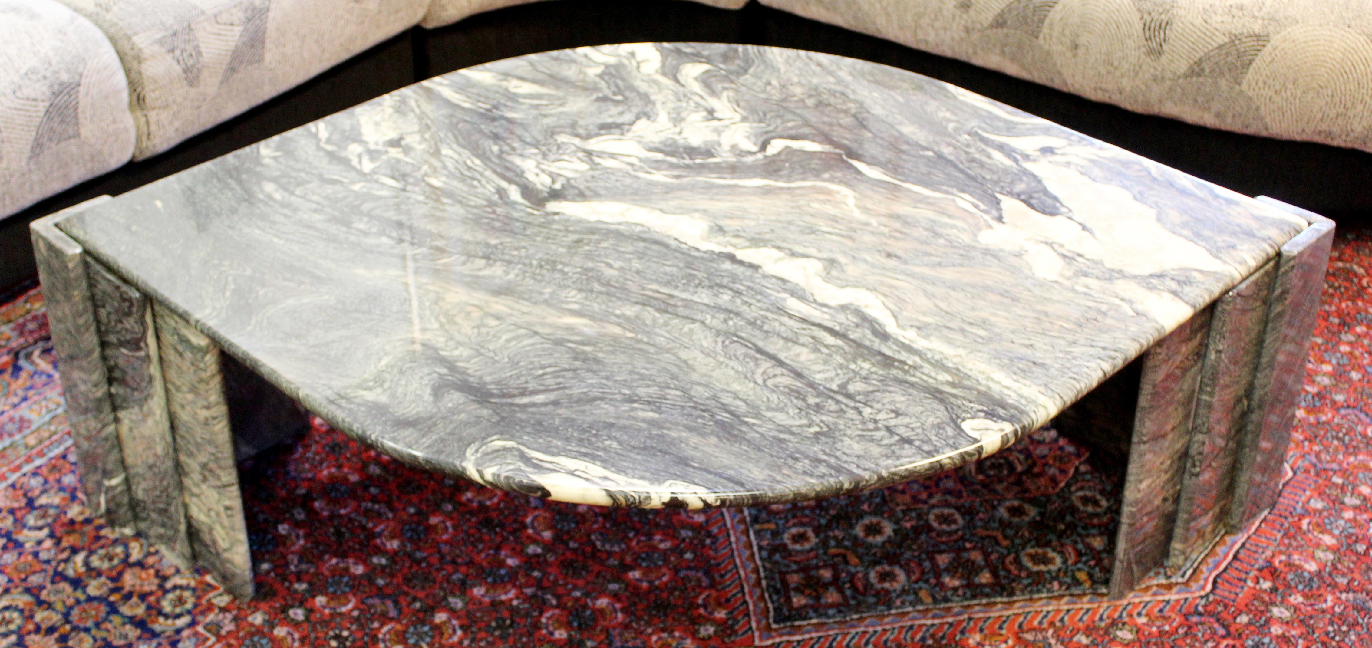 Late 20th Century Mid-Century Modern Large Italian Marble Eye Shaped Coffee Table