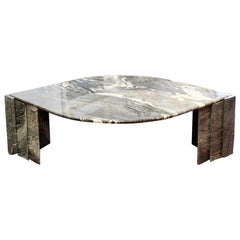 Mid-Century Modern Large Italian Marble Eye Shaped Coffee Table