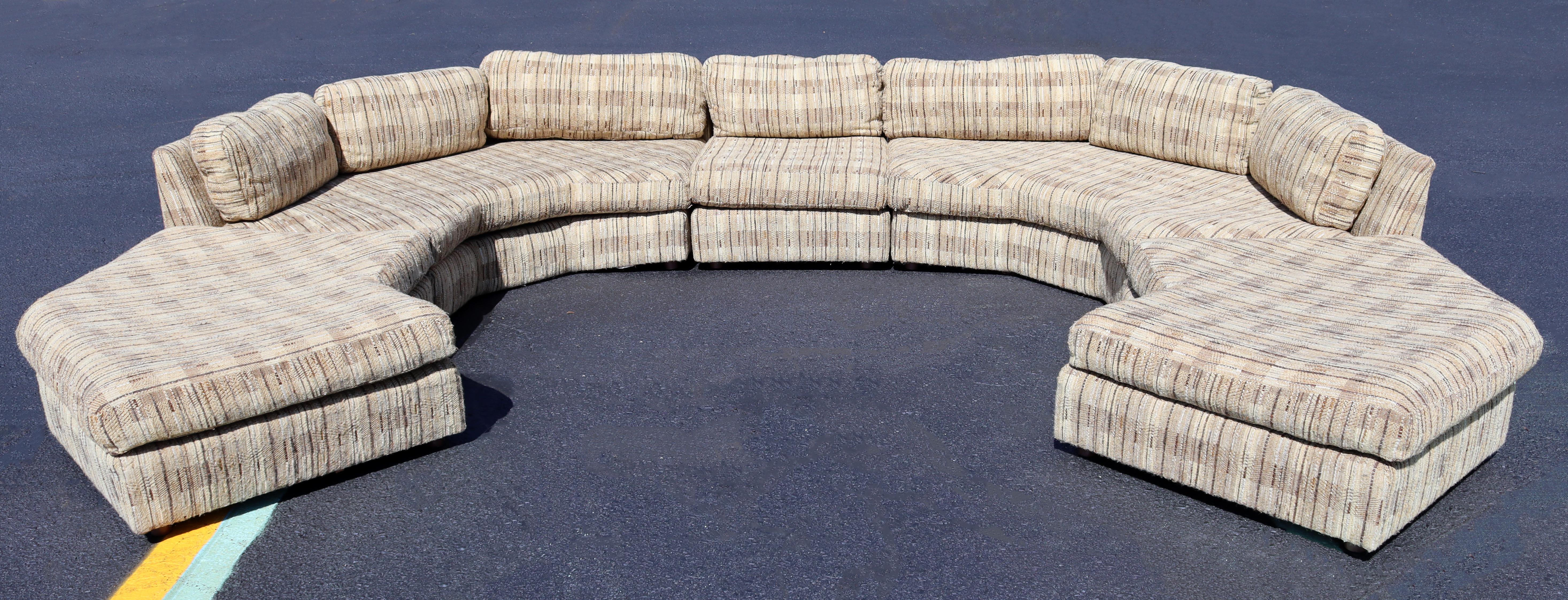 For your consideration is a large and luxurious, hexagonal sofa sectional, by Contemporary a Division of Lane, circa the 1970s. In very good vintage condition. The dimensions of each piece are 51