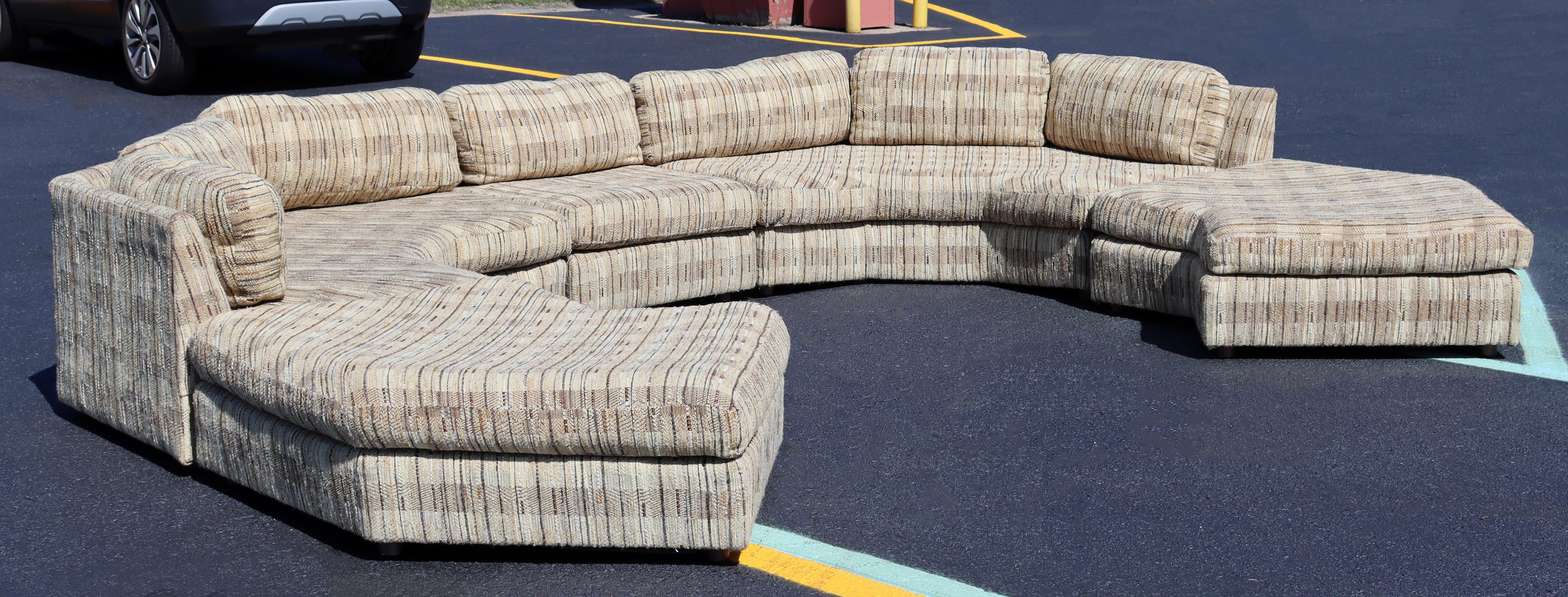 Late 20th Century Mid-Century Modern Large Lane 5 Pc Sofa Sectional 1970s Hexagon Circular Shaped