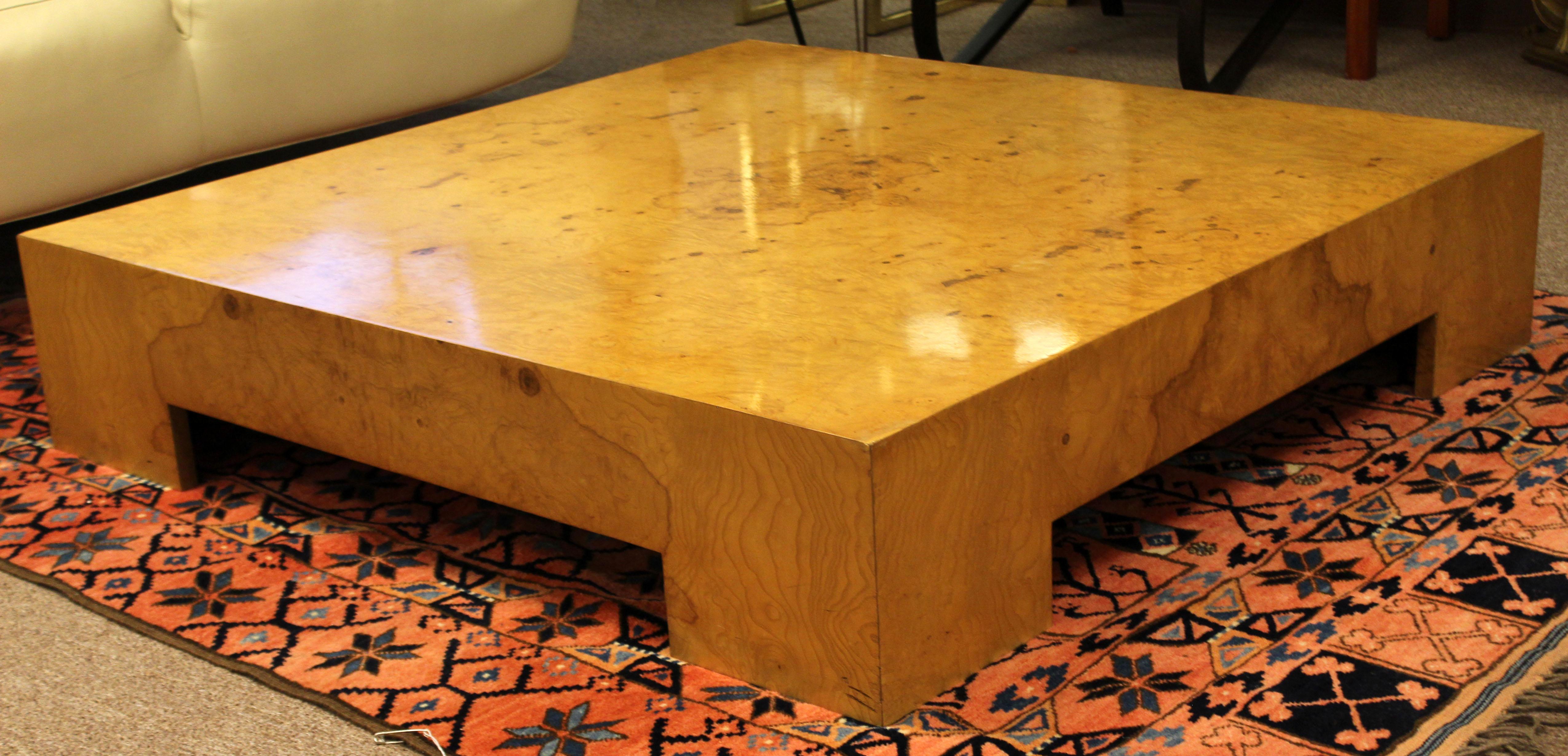 square burl coffee table