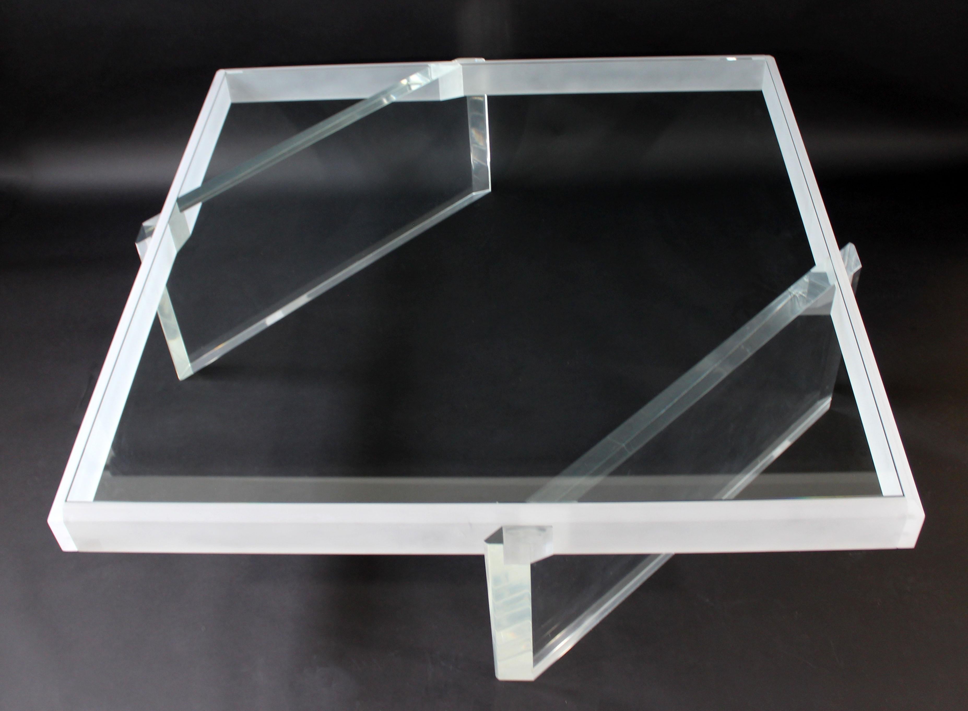 Mid-Century Modern Large Lucite Glass Coffee Table Springer Hollis Jones Attr. In Good Condition In Keego Harbor, MI