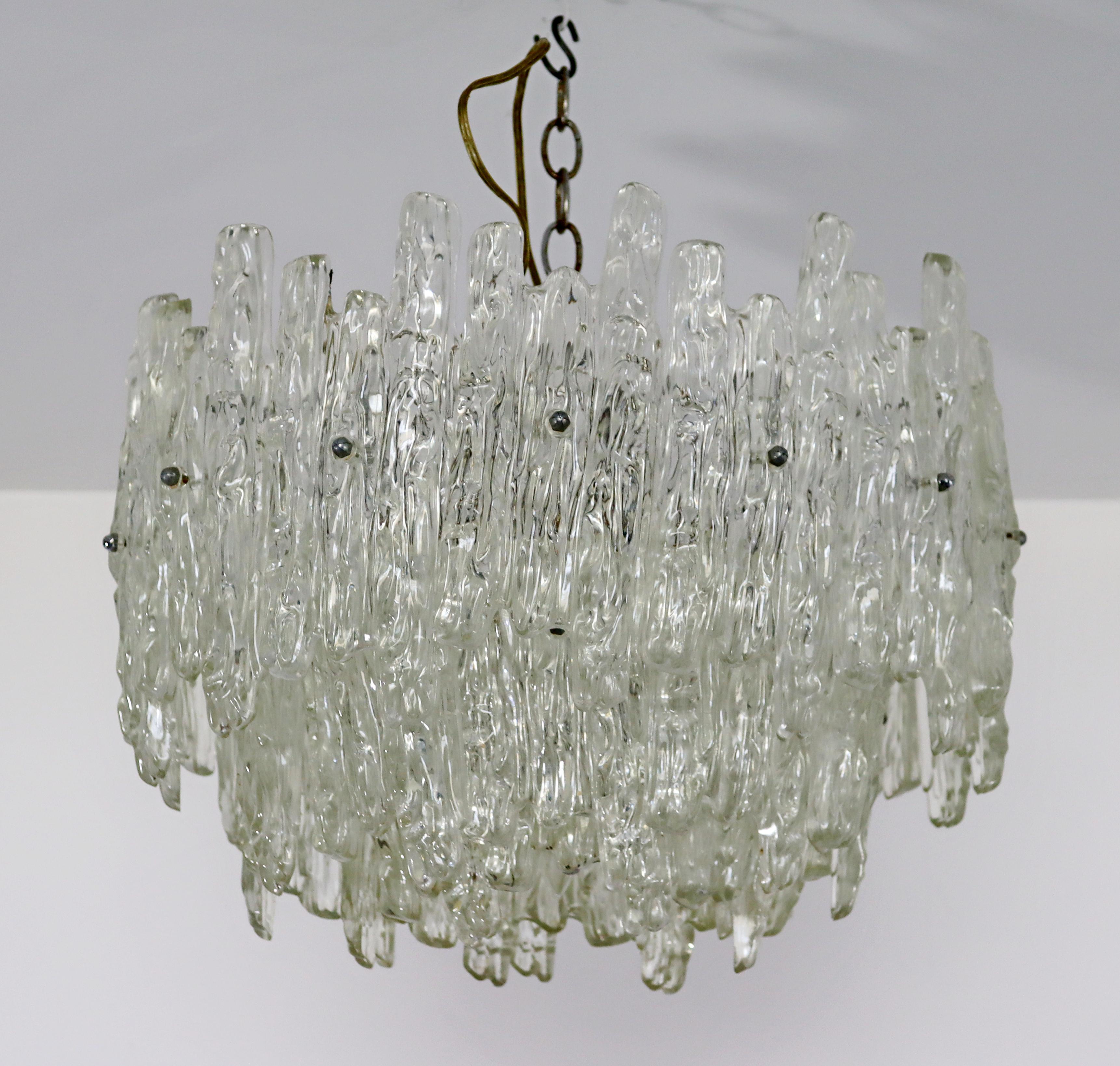 Late 20th Century Mid-Century Modern Large Lucite Kalmar Ice Light Fixture Chandelier, 1970s For Sale