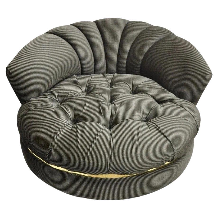 Chaise longue ronde noire de style Milo Baughman, moderne du milieu du siècle dernier en vente