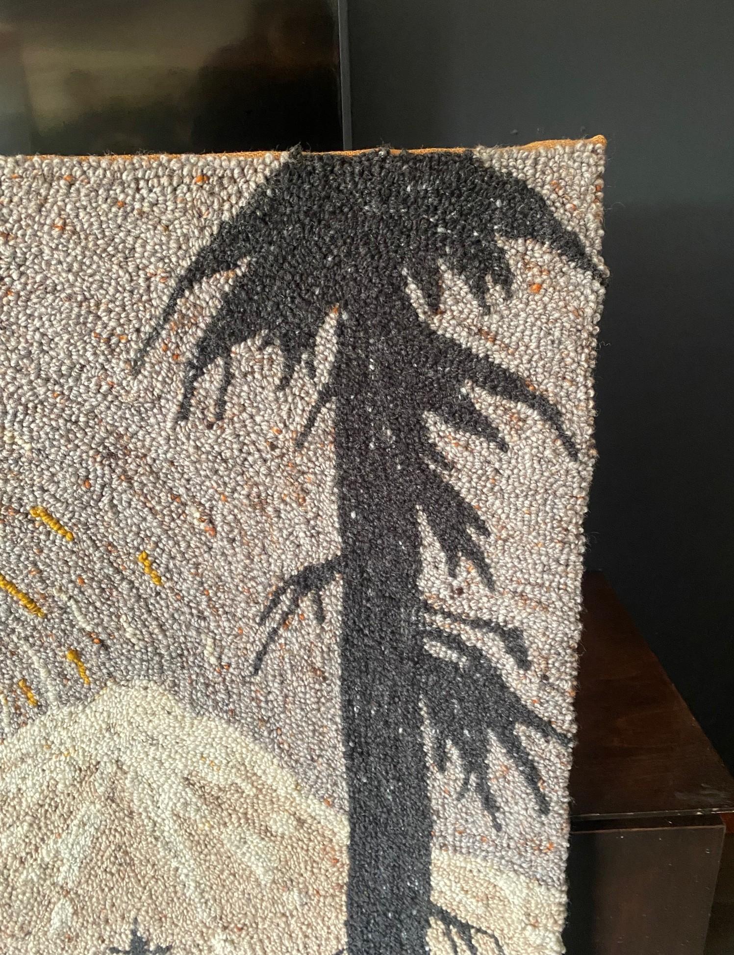 Textile Mid-Century Modern Large Mountain Forest Landscape Tapestry Art Wall Hanging For Sale