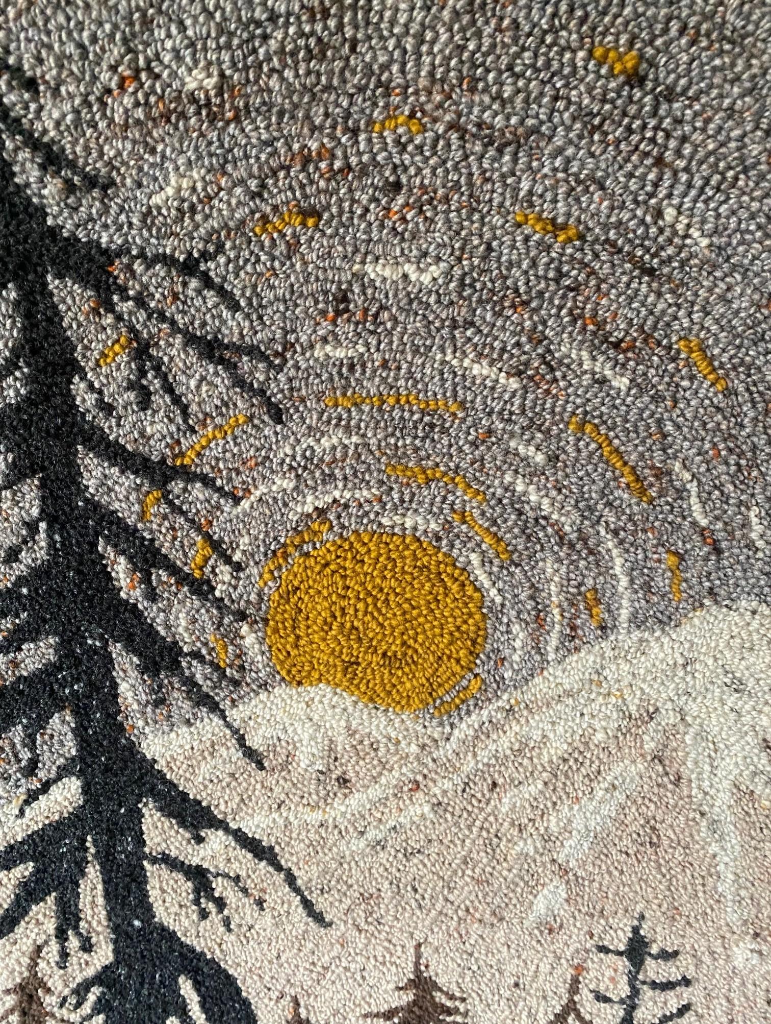 Mid-Century Modern Large Mountain Forest Landscape Tapestry Art Wall Hanging For Sale 1