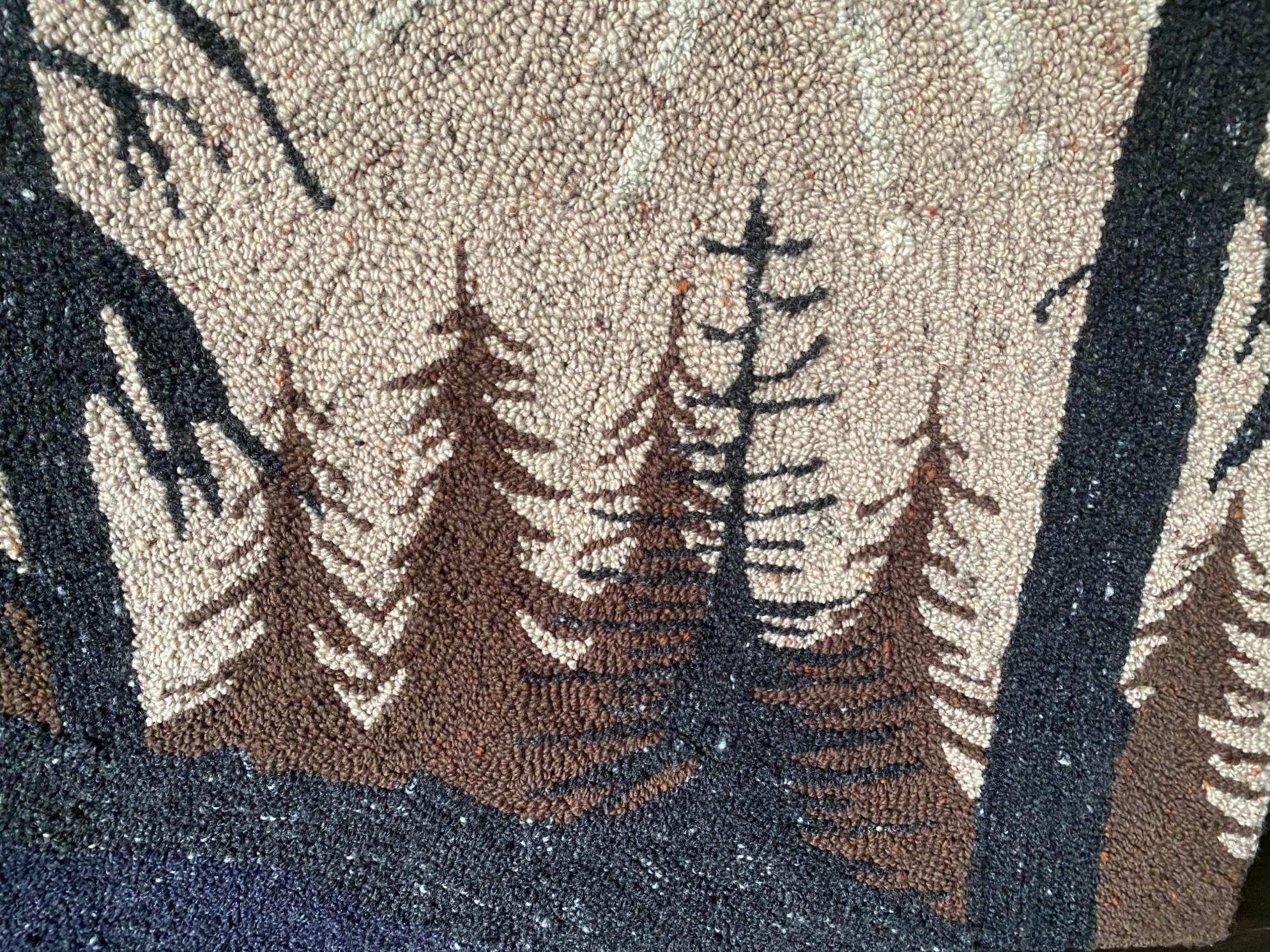Mid-Century Modern Large Mountain Forest Landscape Tapestry Art Wall Hanging For Sale 2