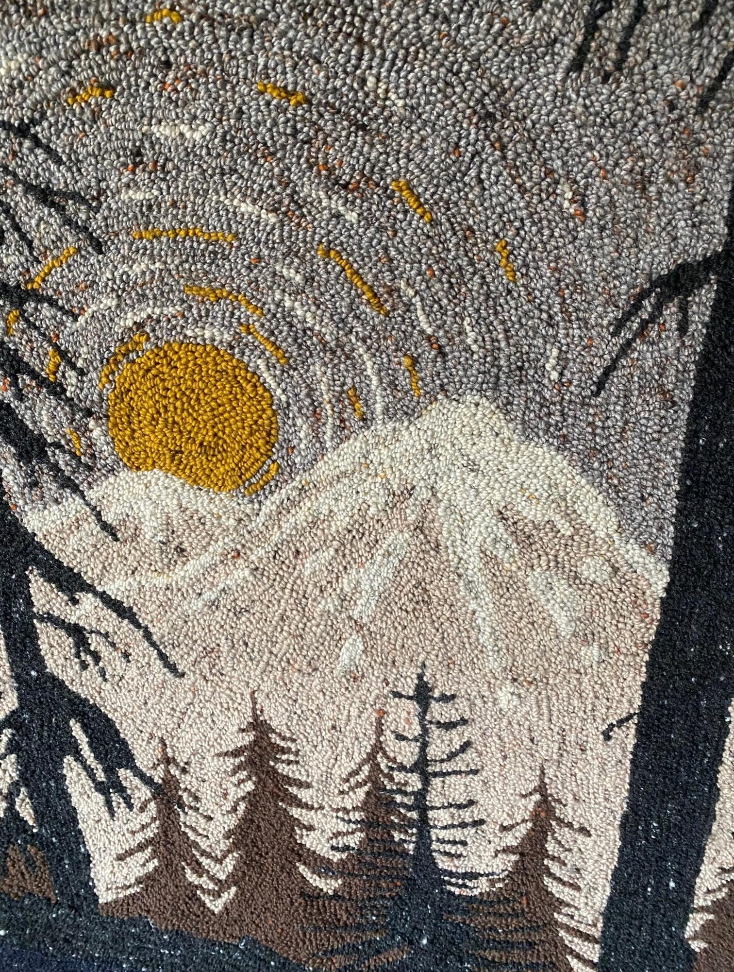 Mid-Century Modern Large Mountain Forest Landscape Tapestry Art Wall Hanging For Sale 3