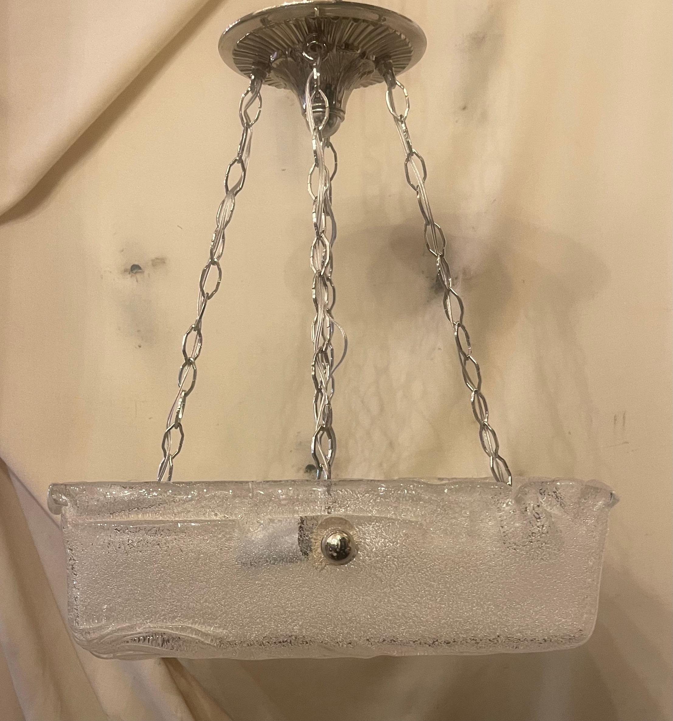 Mid-Century Modern The Moderns Modern Large Murano Art Glass Square Flush Mount Ceiling Fixture (Plafonnier) en vente