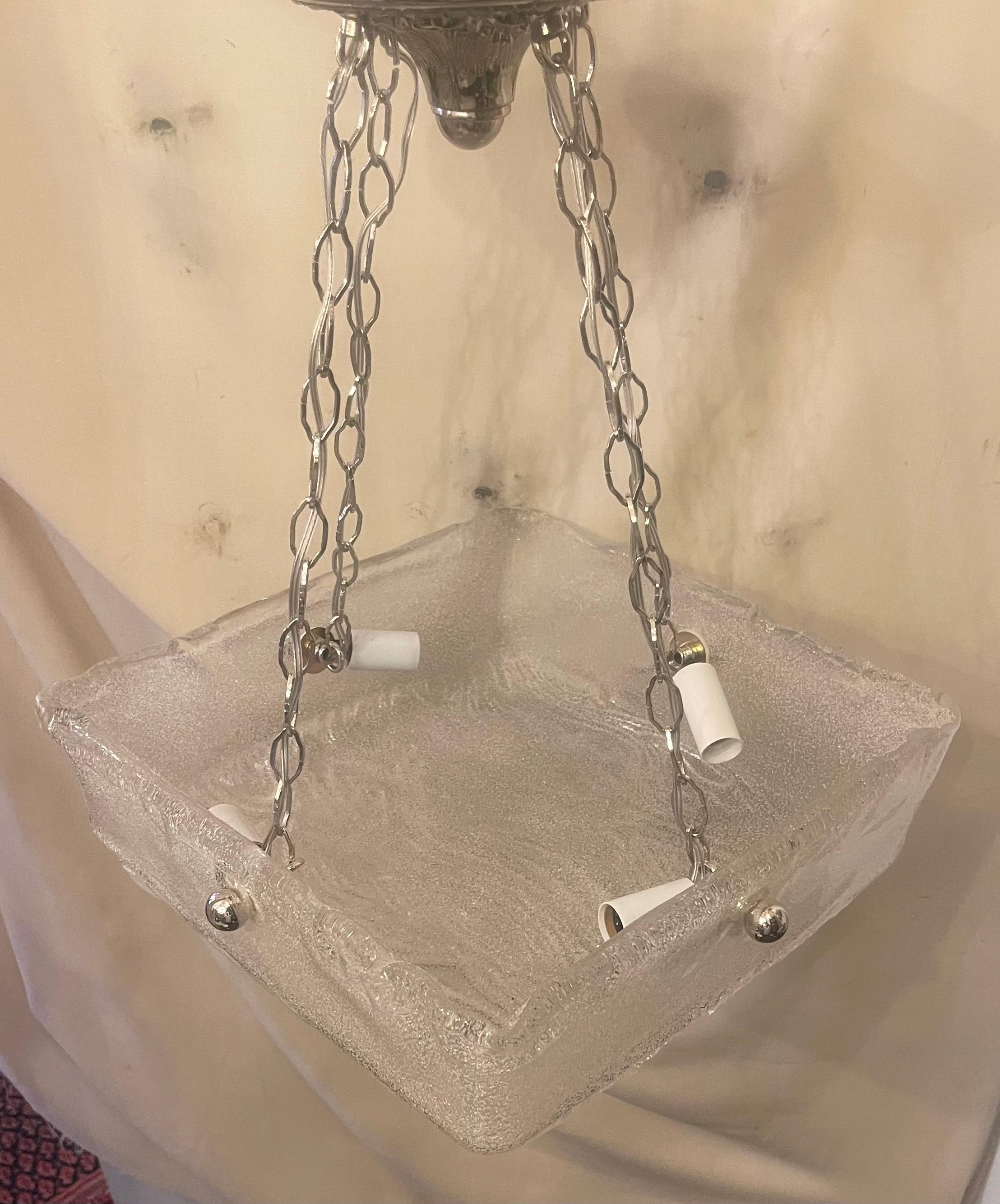 italien The Moderns Modern Large Murano Art Glass Square Flush Mount Ceiling Fixture (Plafonnier) en vente