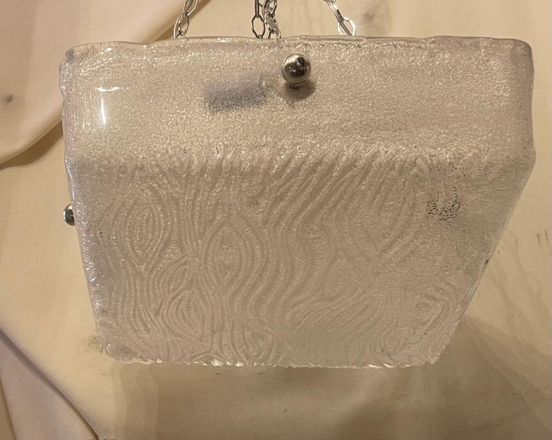 The Moderns Modern Large Murano Art Glass Square Flush Mount Ceiling Fixture (Plafonnier) Excellent état - En vente à Roslyn, NY