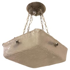 Mid-Century Modern Large Murano Art Glass Square Flush Mount Ceiling Fixture