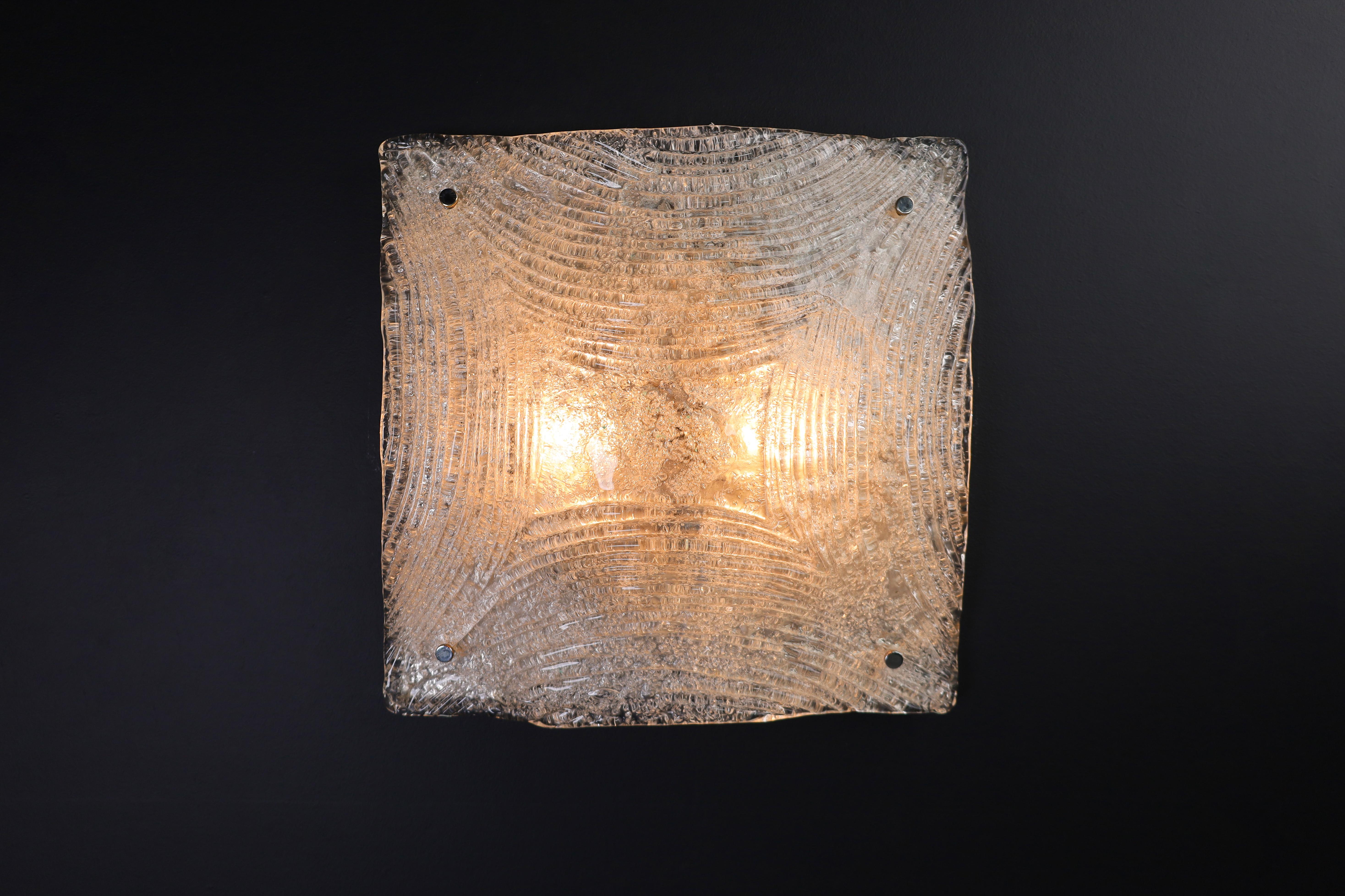 Italian Mid-Century Modern Large Murano Flush Mount / Wall light, Italy 1960s For Sale