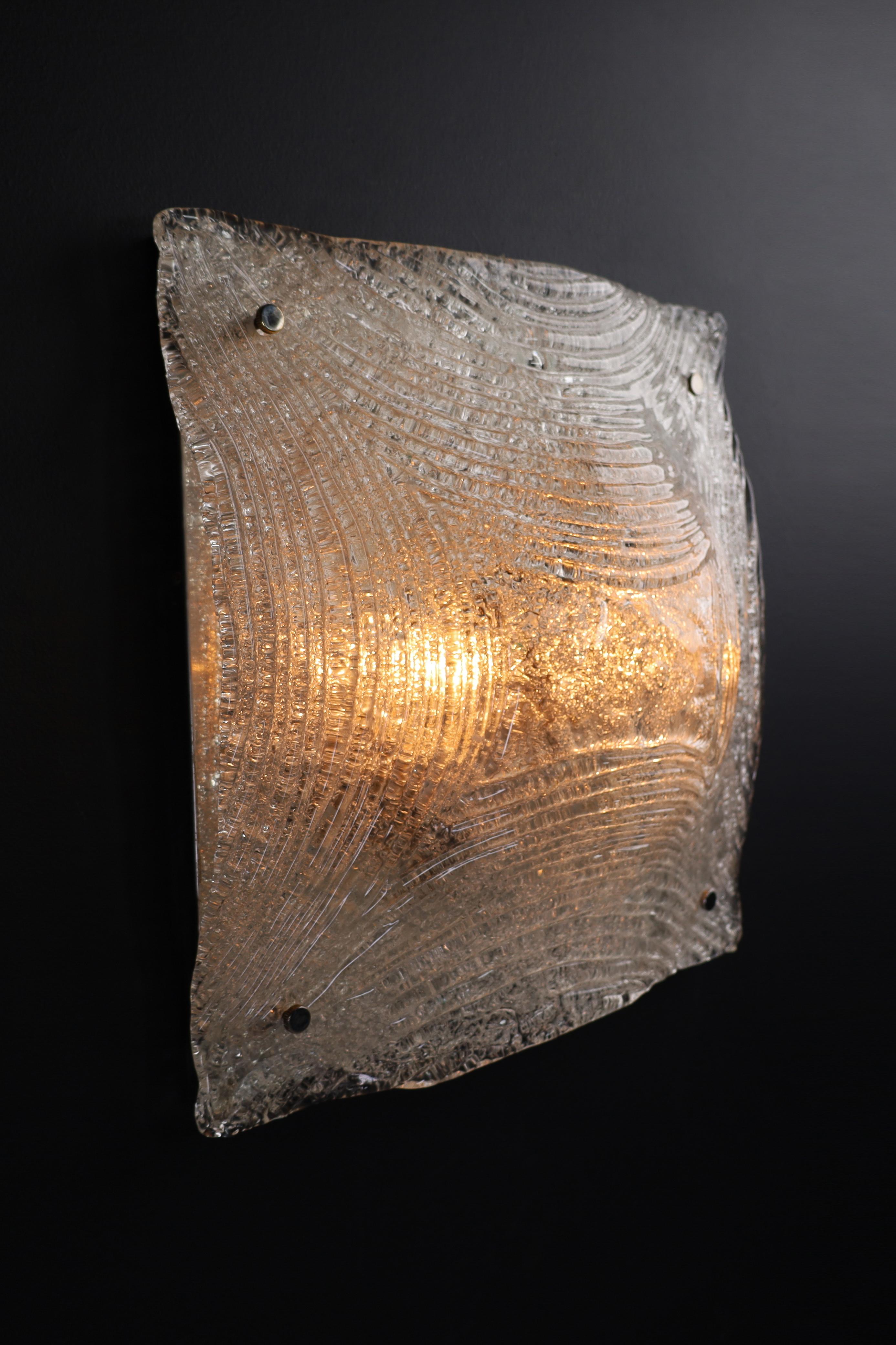 Metal Mid-Century Modern Large Murano Flush Mount / Wall light, Italy 1960s   For Sale