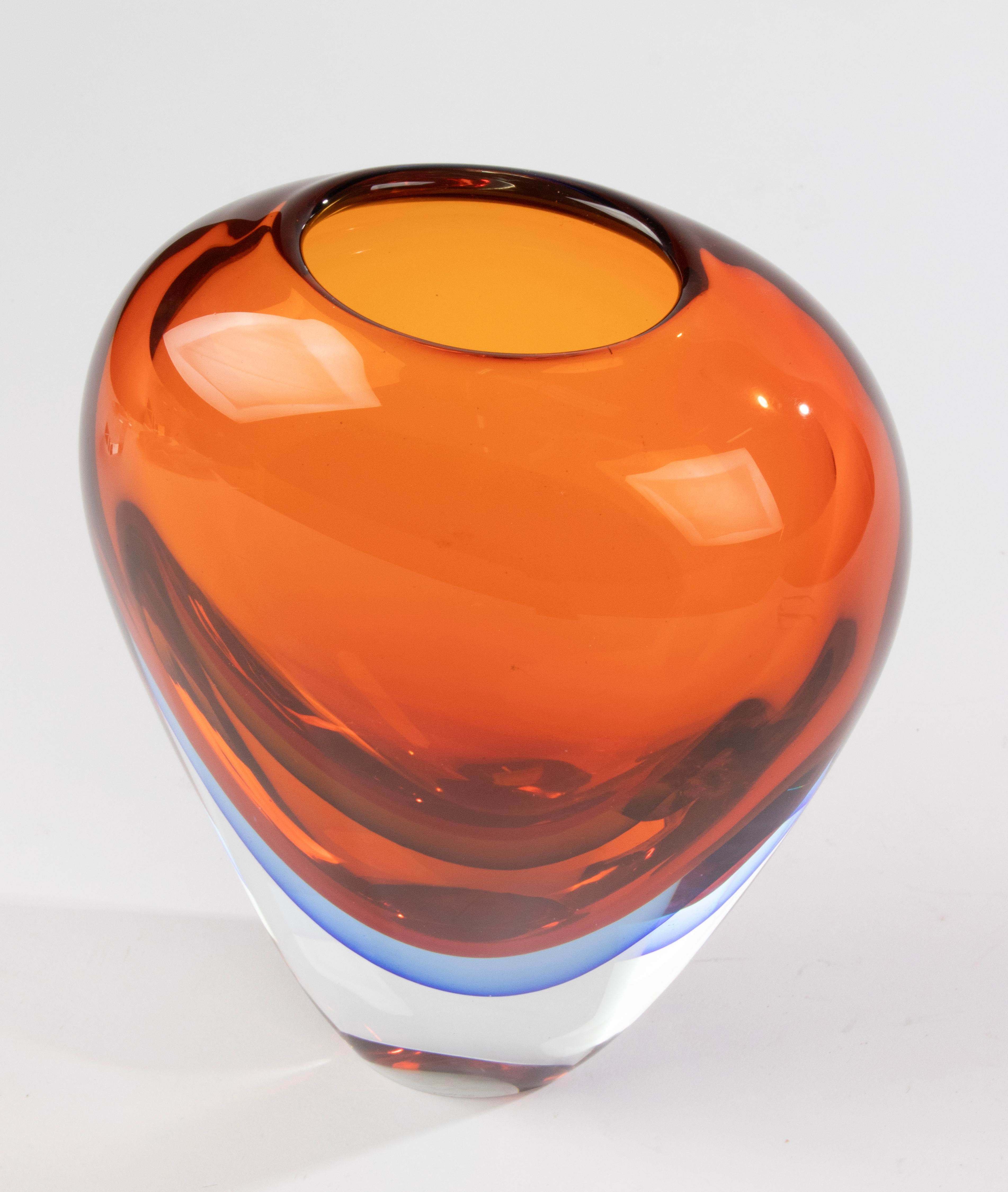 Italian Mid-Century Modern Large Murano Glass Vase - Flavio Poli  For Sale