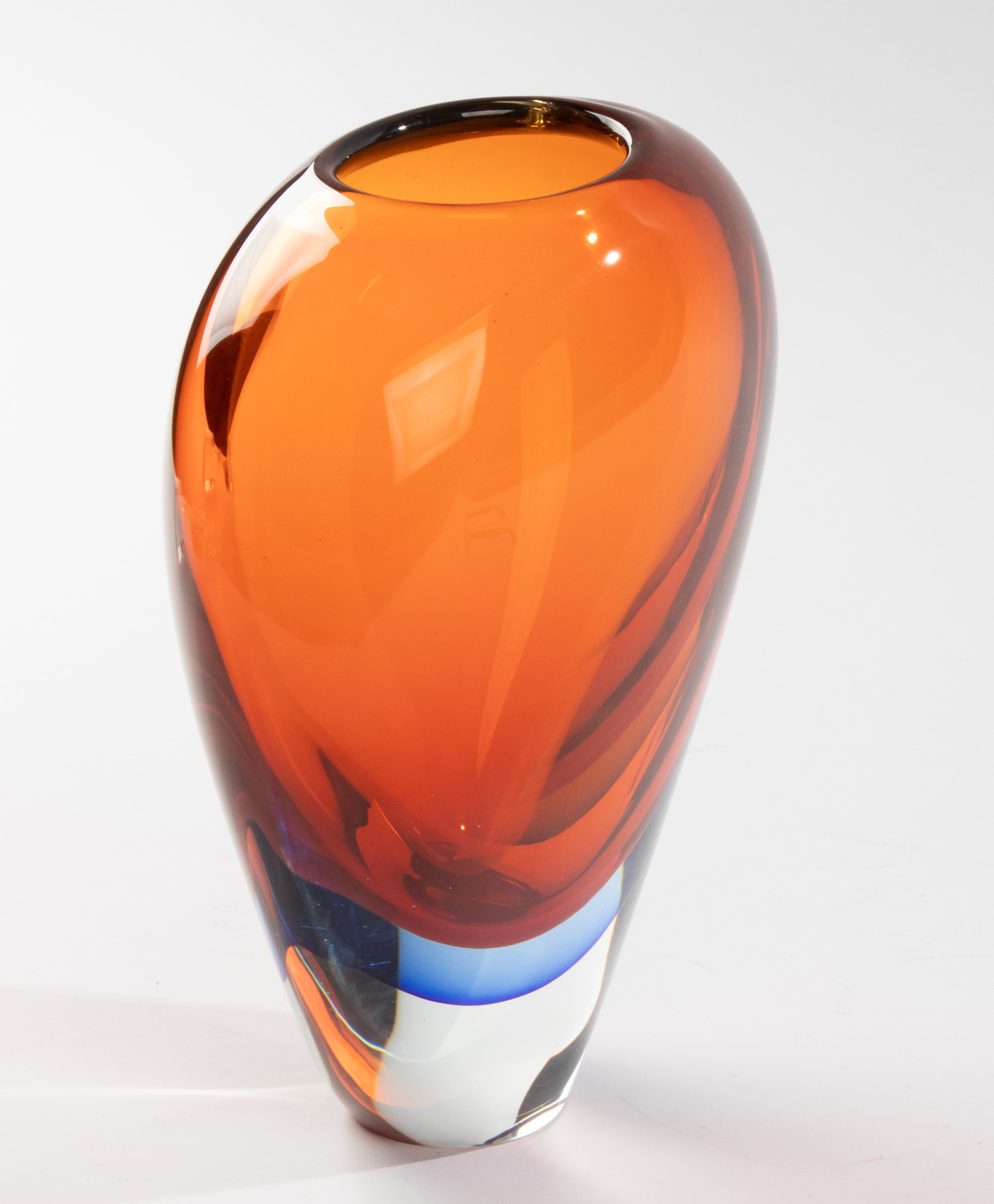 Mid-20th Century Mid-Century Modern Large Murano Glass Vase - Flavio Poli For Sale