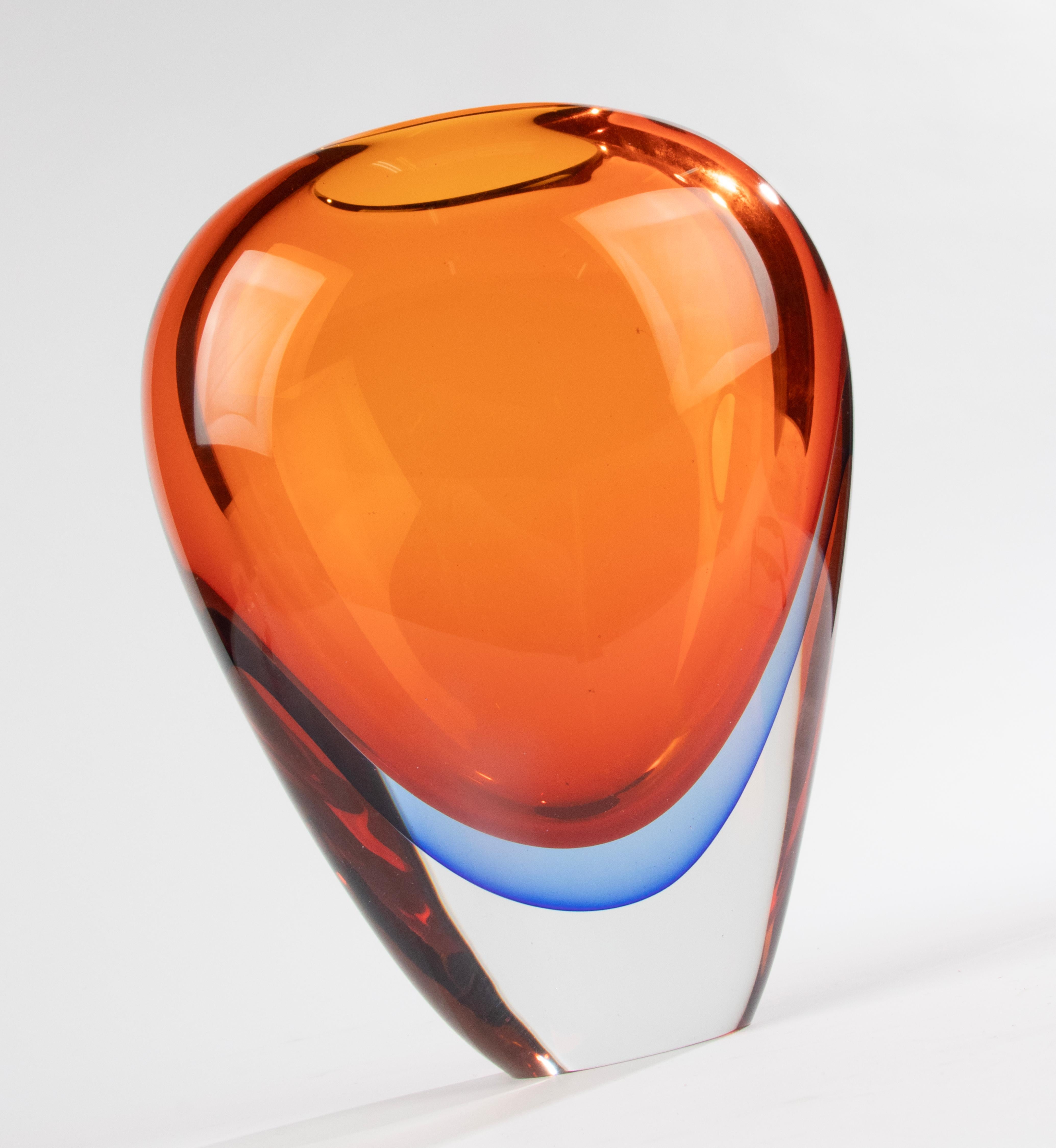 Art Glass Mid-Century Modern Large Murano Glass Vase - Flavio Poli  For Sale