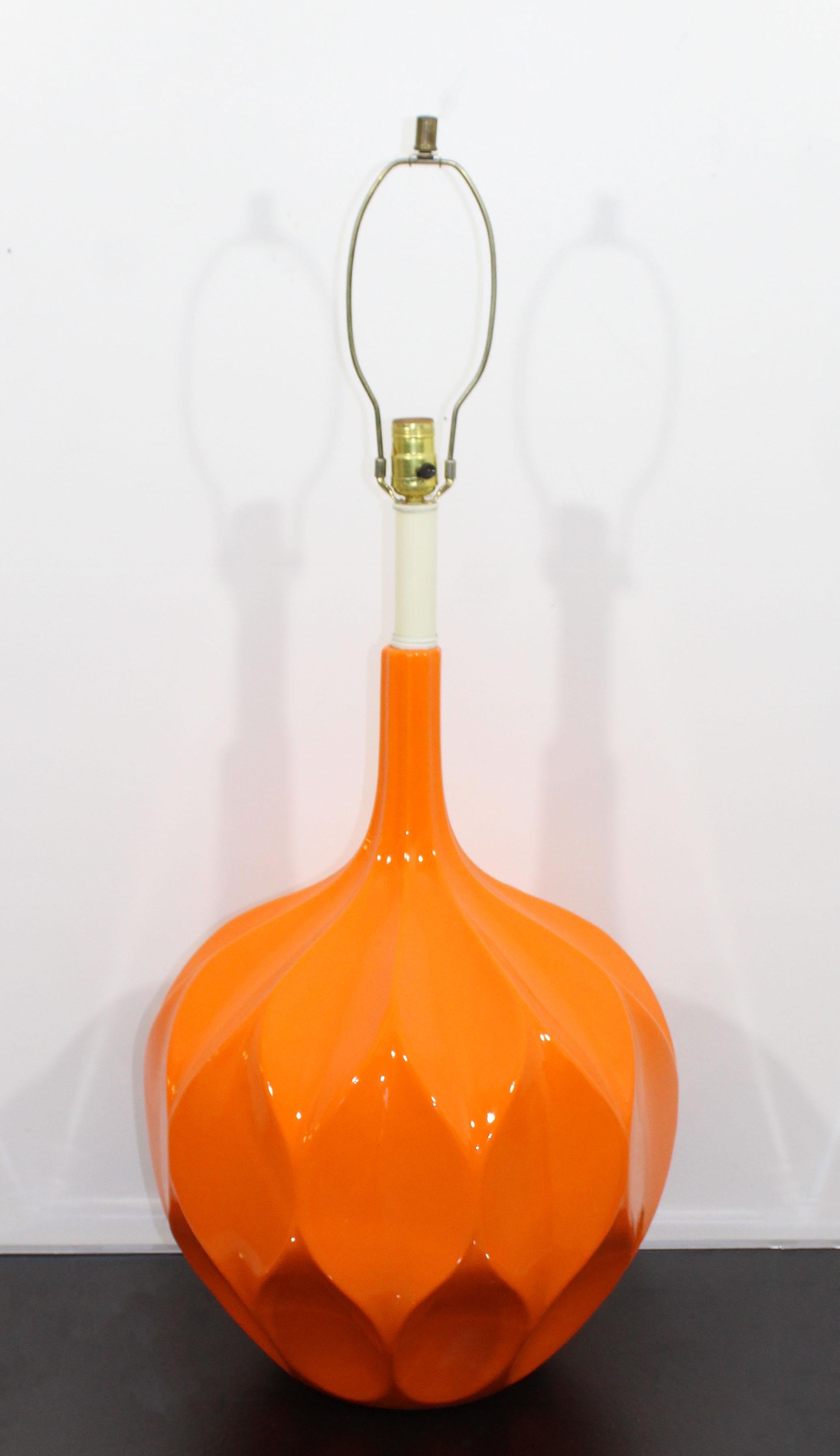 Late 20th Century Mid-Century Modern Large Orange Ceramic Table Lamp Verner Panton Style 1970s