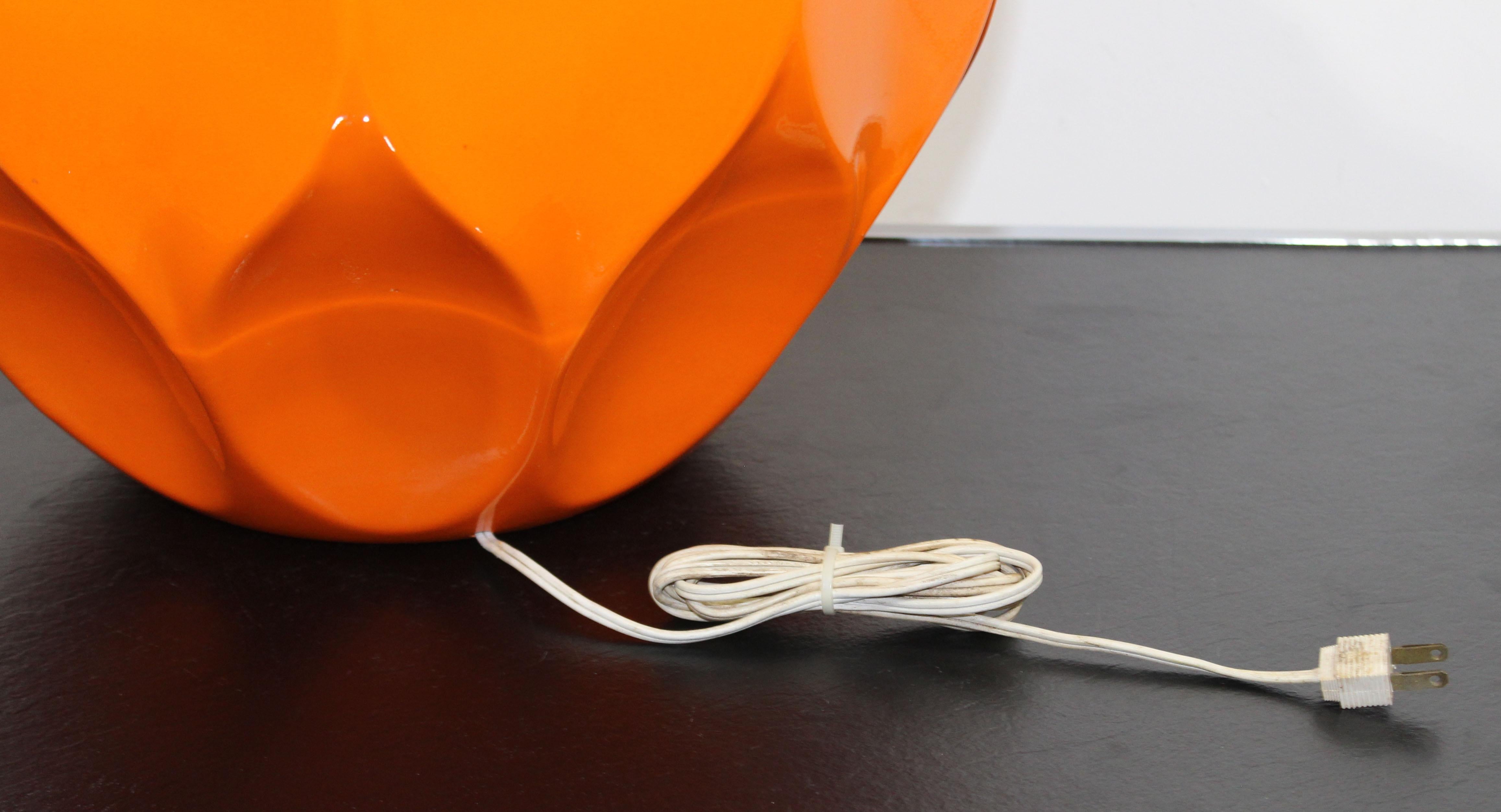 Mid-Century Modern Large Orange Ceramic Table Lamp Verner Panton Style 1970s 2