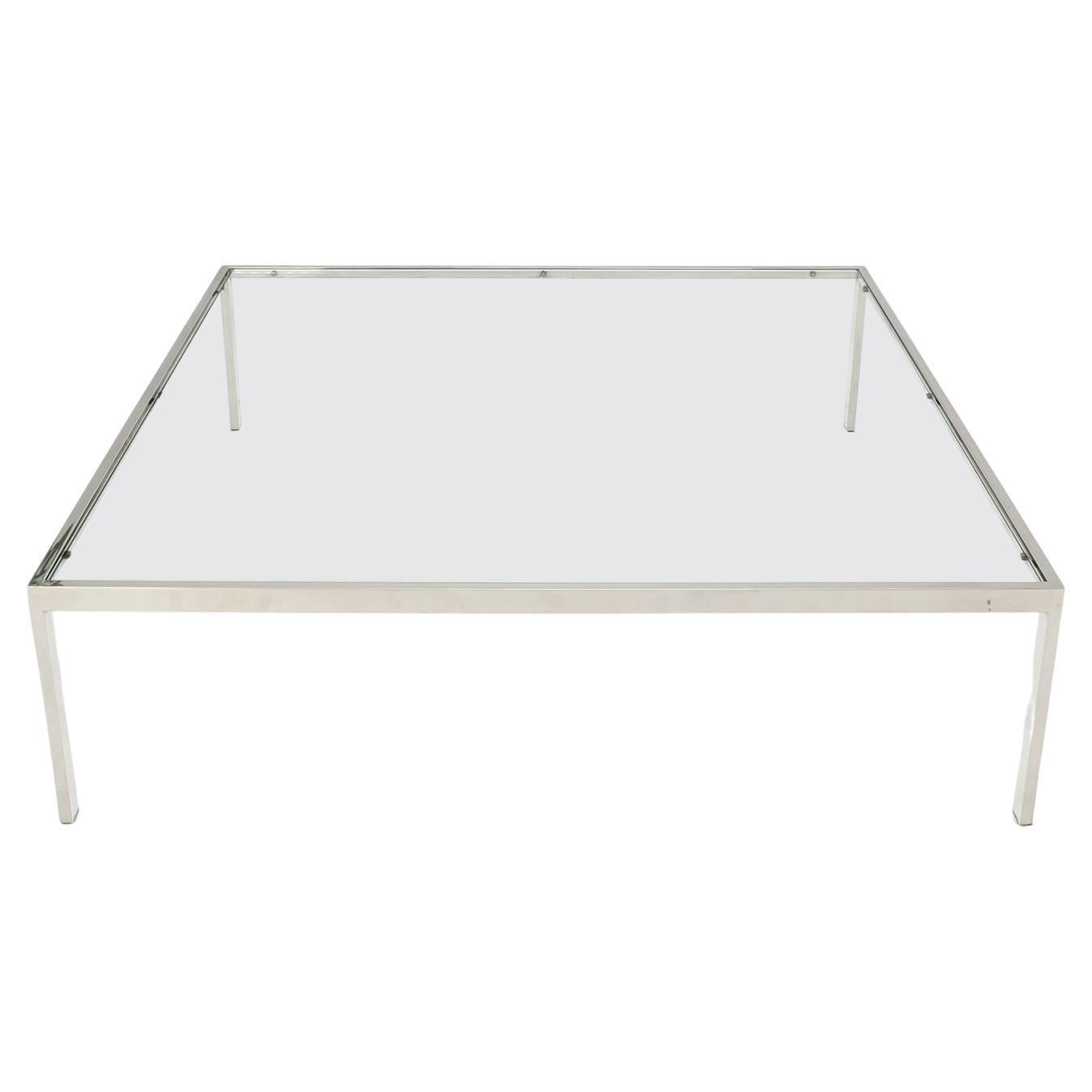 Mid Century Modern Large Oversize Square Chrome Stainless Steel Coffee Table