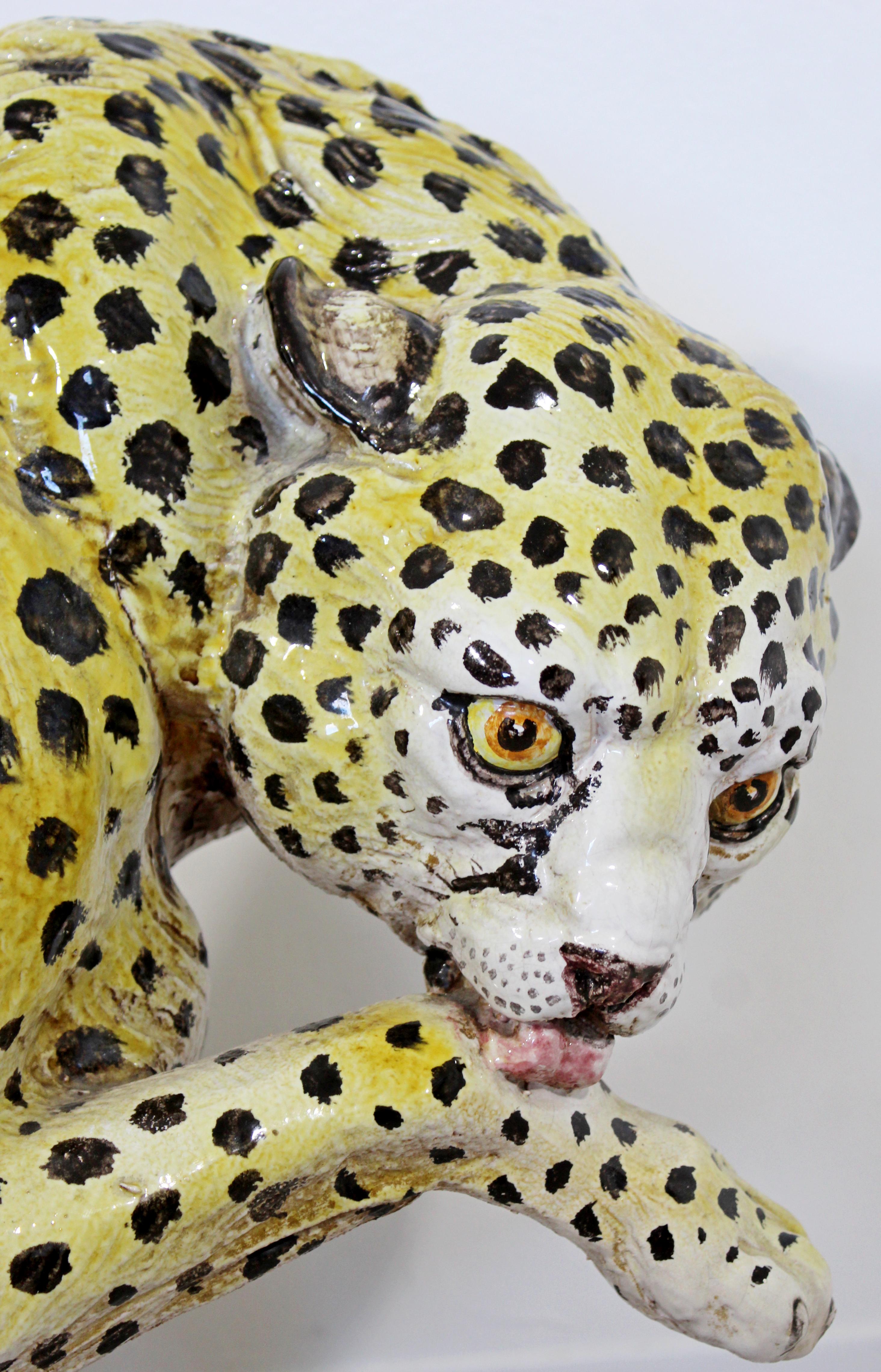 Mid-Century Modern Large Porcelain Cheetah Leopard Floor Sculpture, Italy, 1970s 6