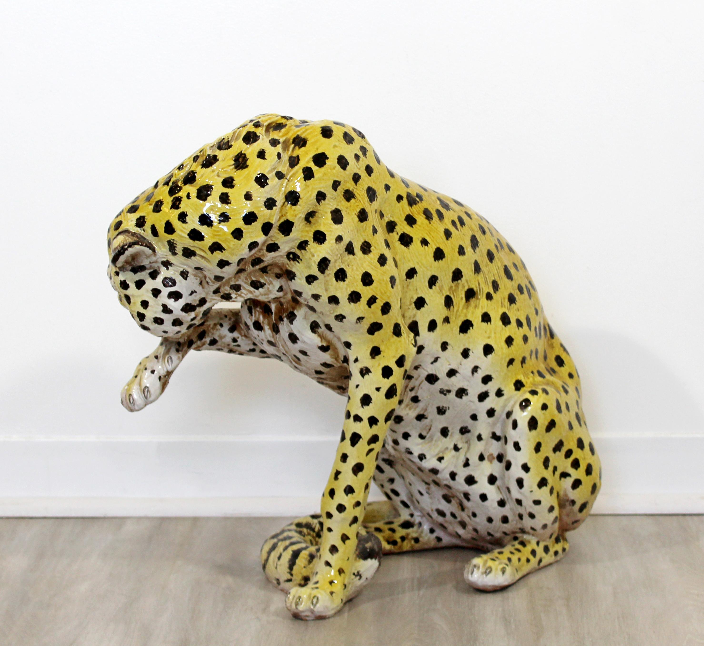 Mid-Century Modern Large Porcelain Cheetah Leopard Floor Sculpture, Italy, 1970s 1