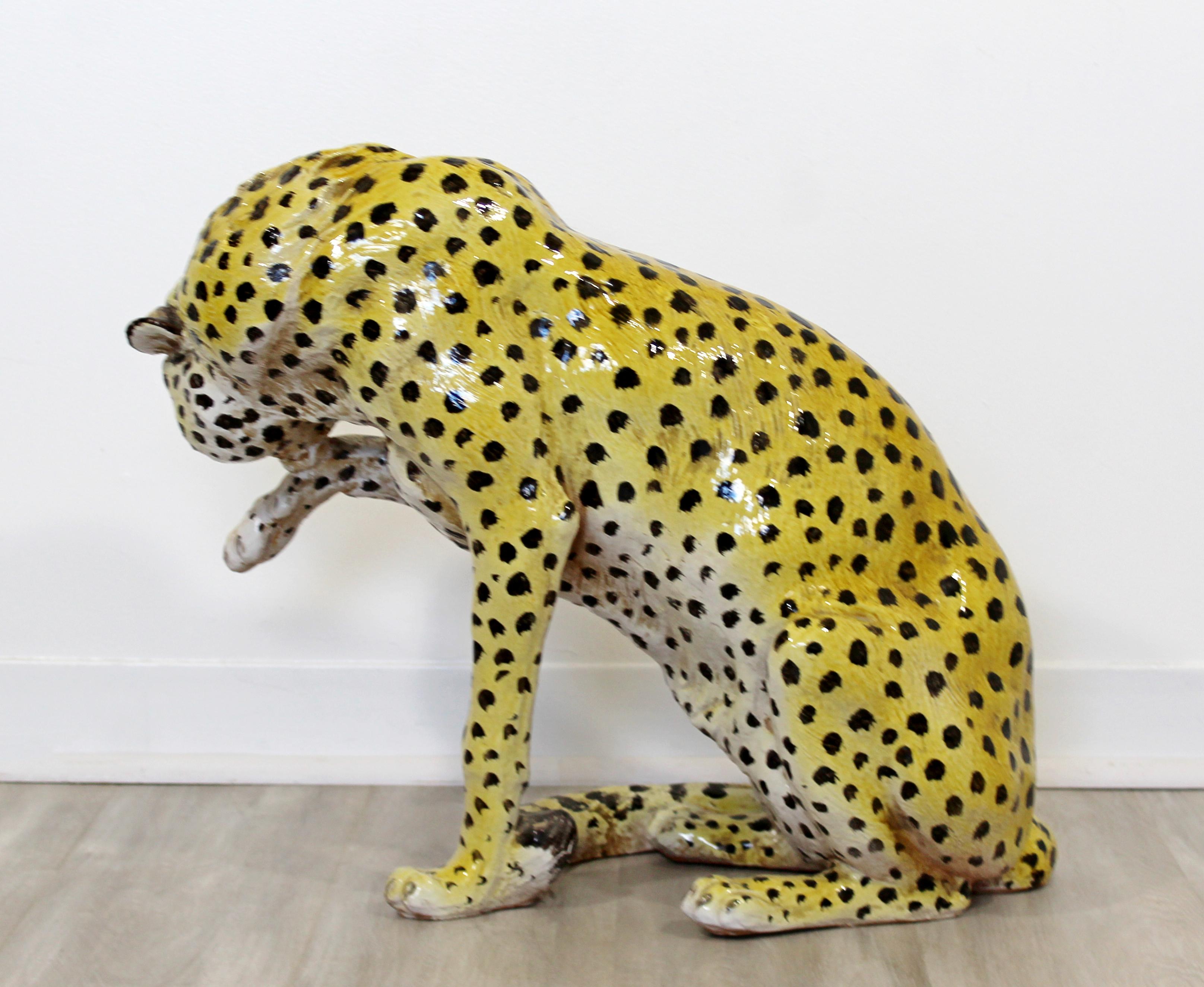 Mid-Century Modern Large Porcelain Cheetah Leopard Floor Sculpture, Italy, 1970s 2