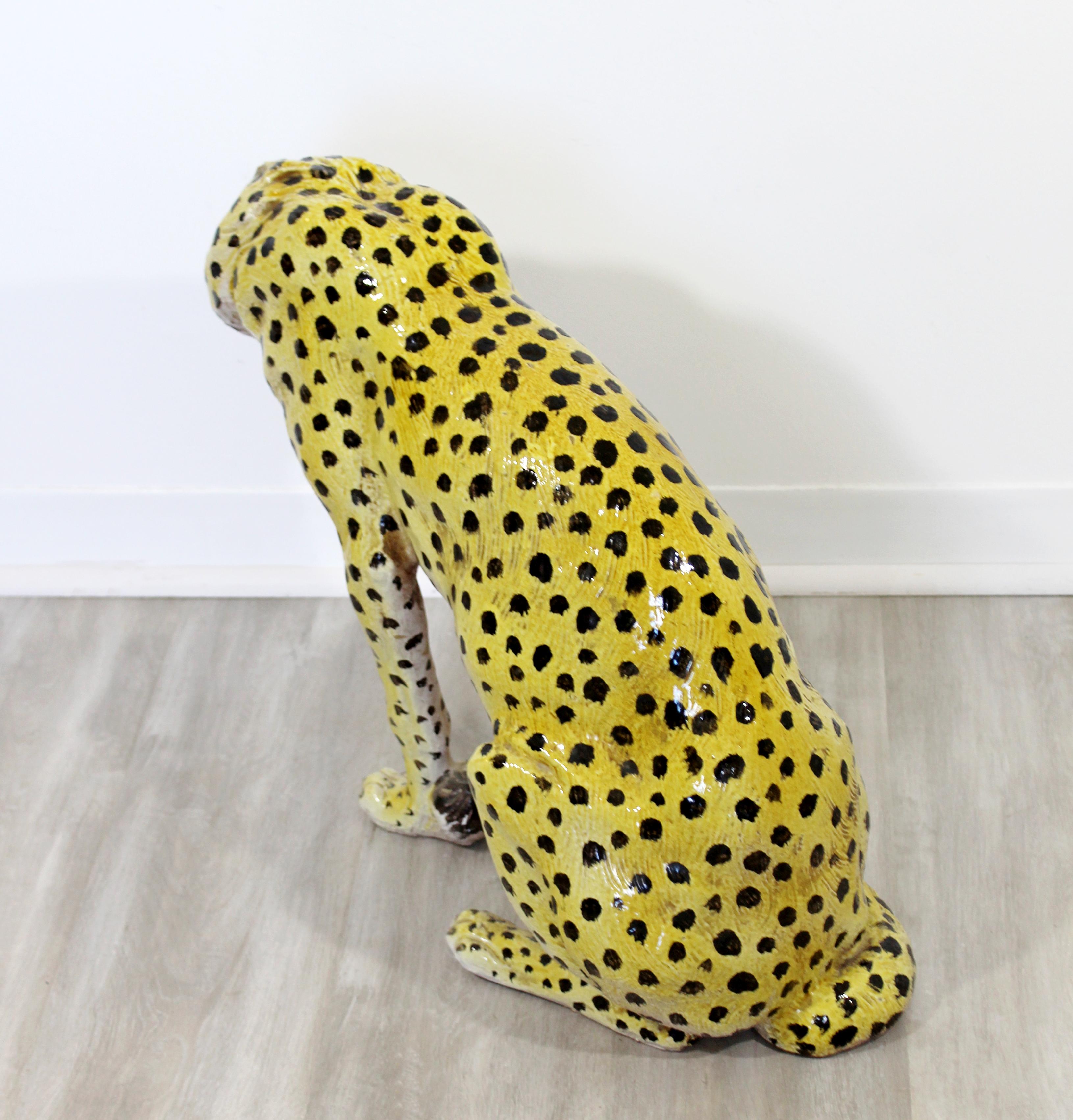 Mid-Century Modern Large Porcelain Cheetah Leopard Floor Sculpture, Italy, 1970s 3