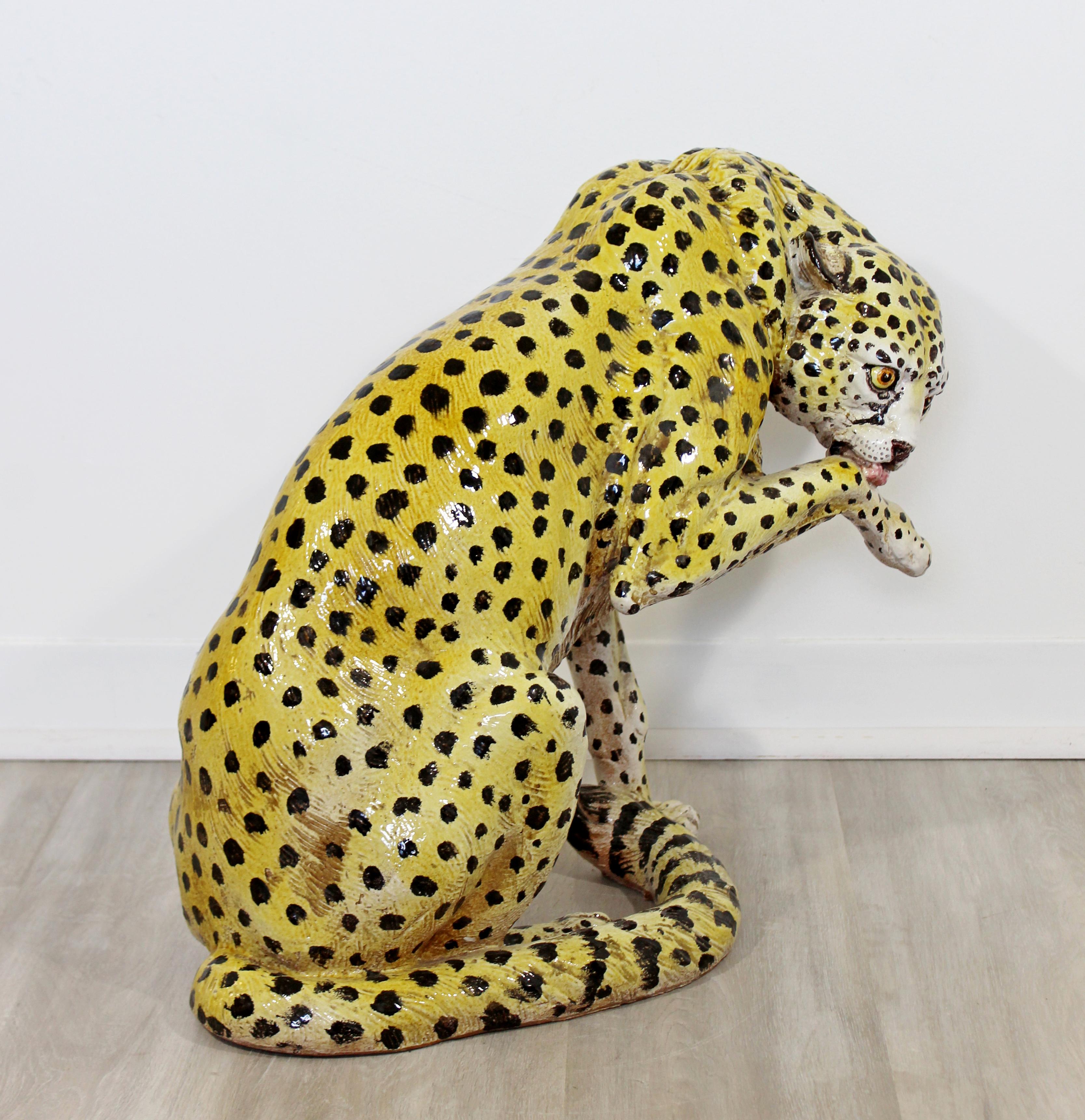 Mid-Century Modern Large Porcelain Cheetah Leopard Floor Sculpture, Italy, 1970s 4