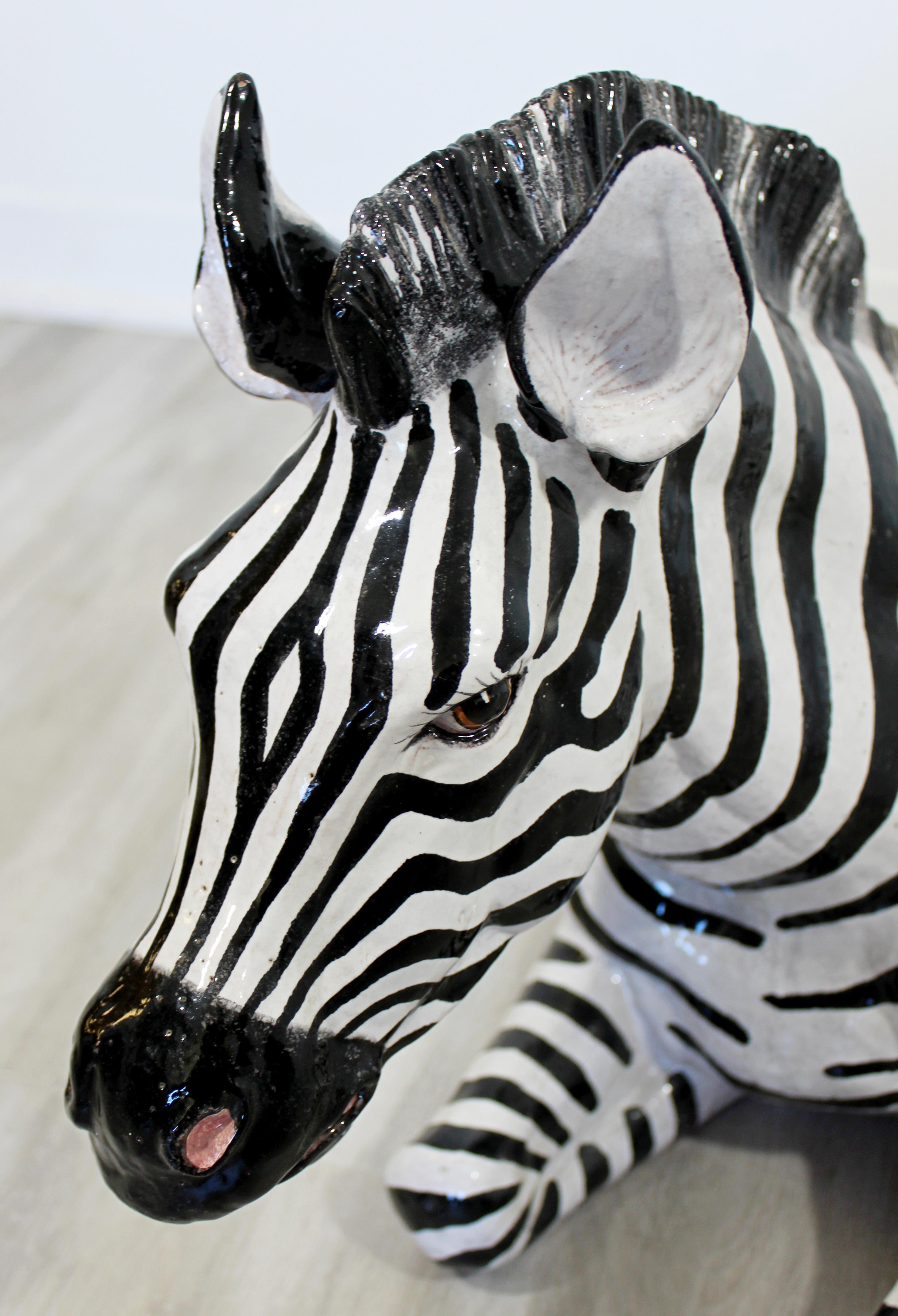 MidCentury Modern Large Porcelain Zebra Floor Sculpture, Italy, 1970s