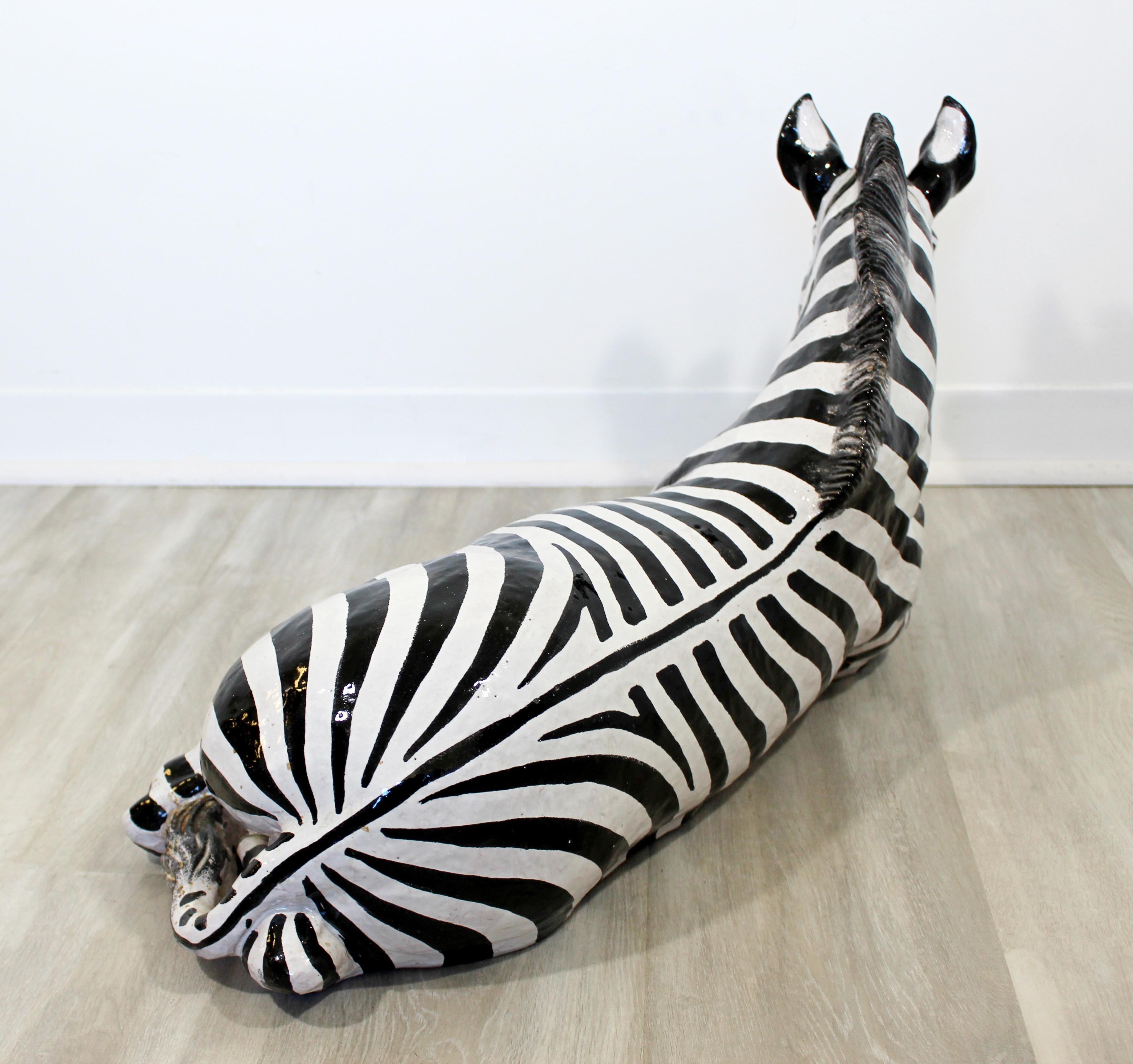 MidCentury Modern Large Porcelain Zebra Floor Sculpture, Italy, 1970s