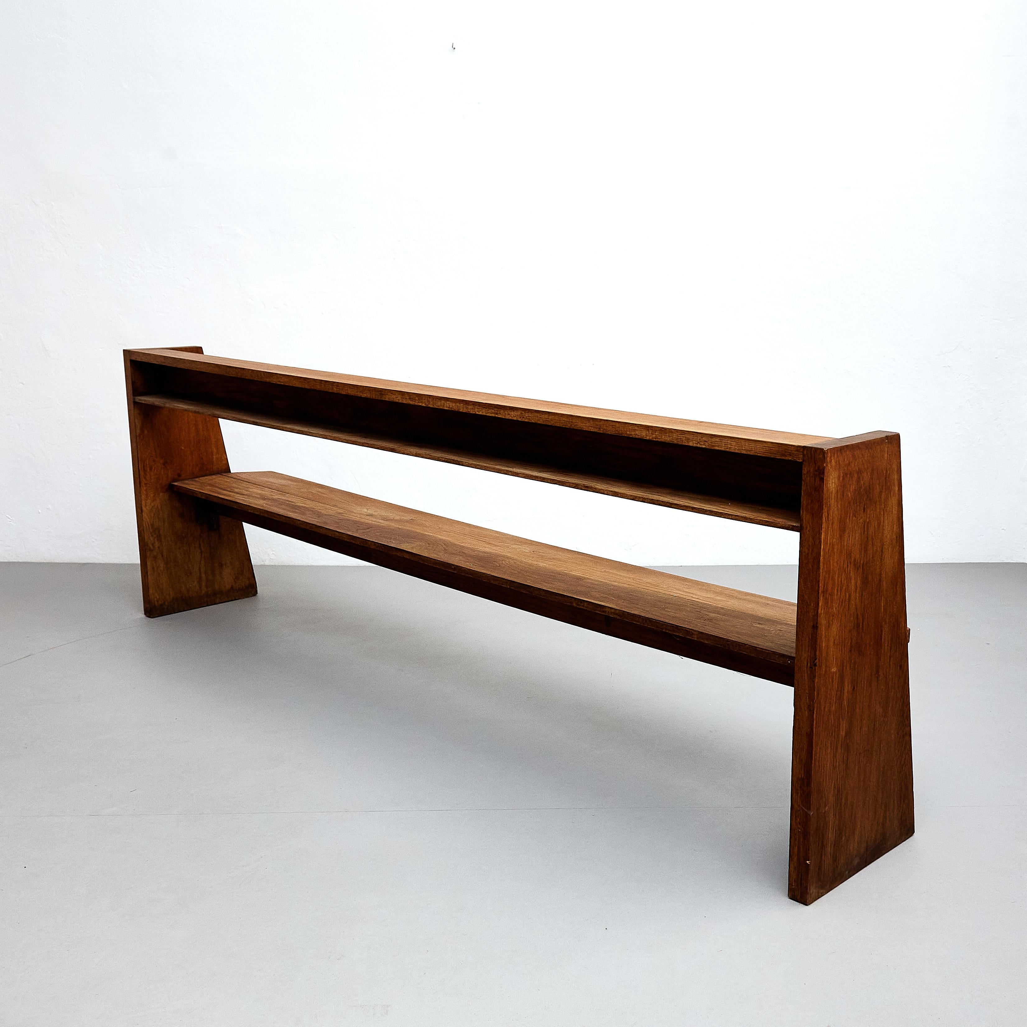 Mid-Century Modern Large Rationalist Wood Bench, circa 1960 For Sale 1