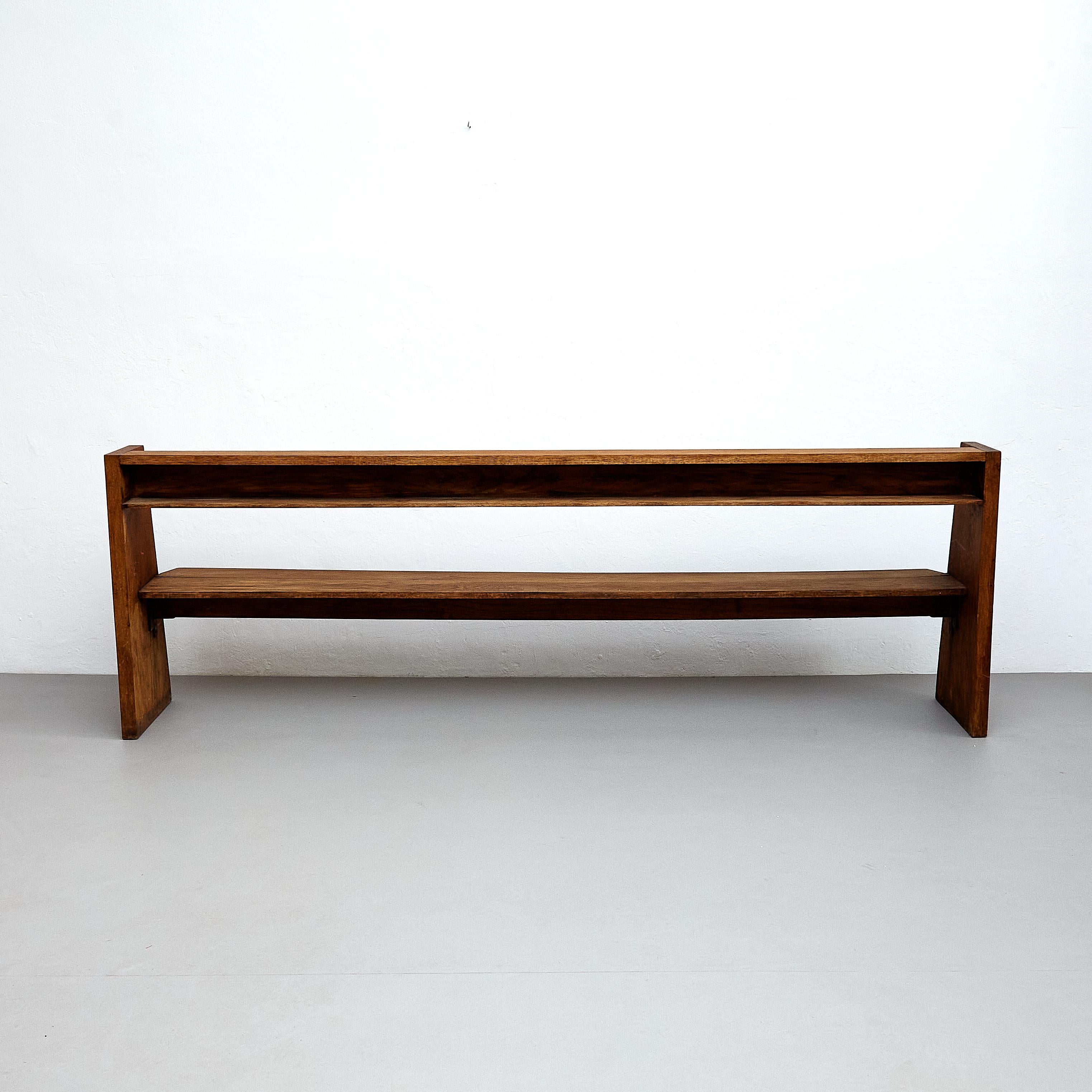 Mid-Century Modern Large Rationalist Wood Bench, circa 1960 For Sale 2