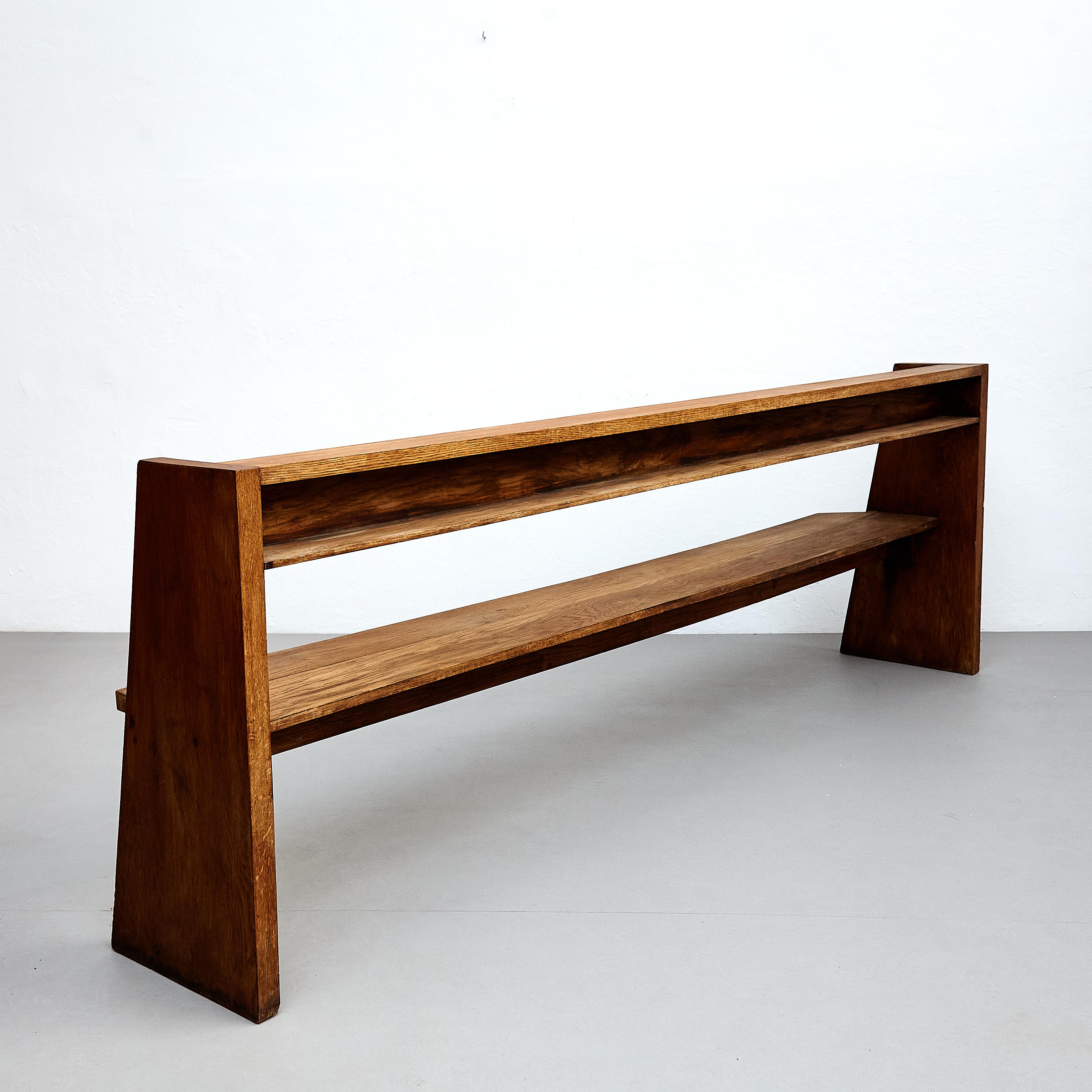 Mid-Century Modern Large Rationalist Wood Bench, circa 1960 For Sale 3