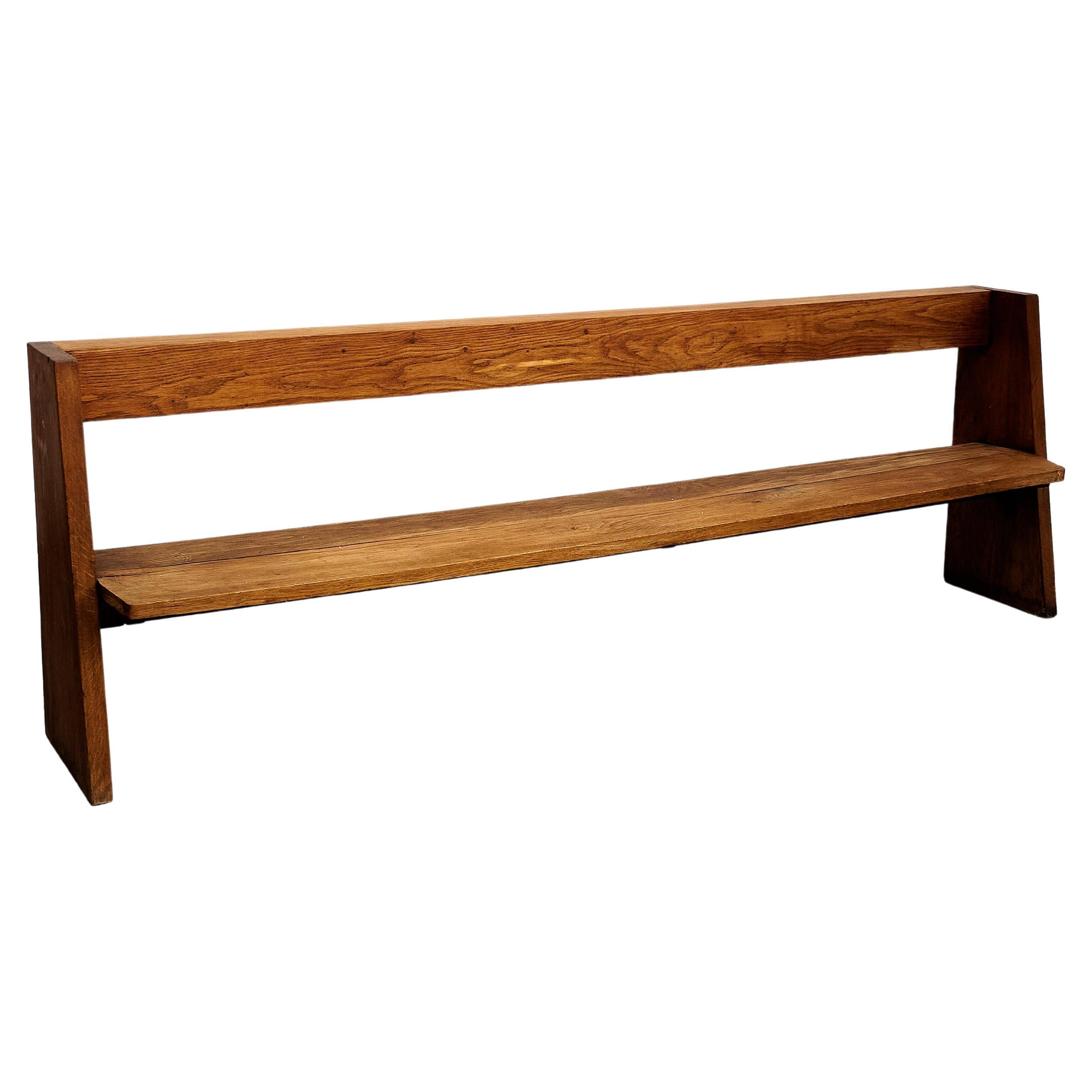 Mid-Century Modern Large Rationalist Wood Bench, circa 1960 For Sale
