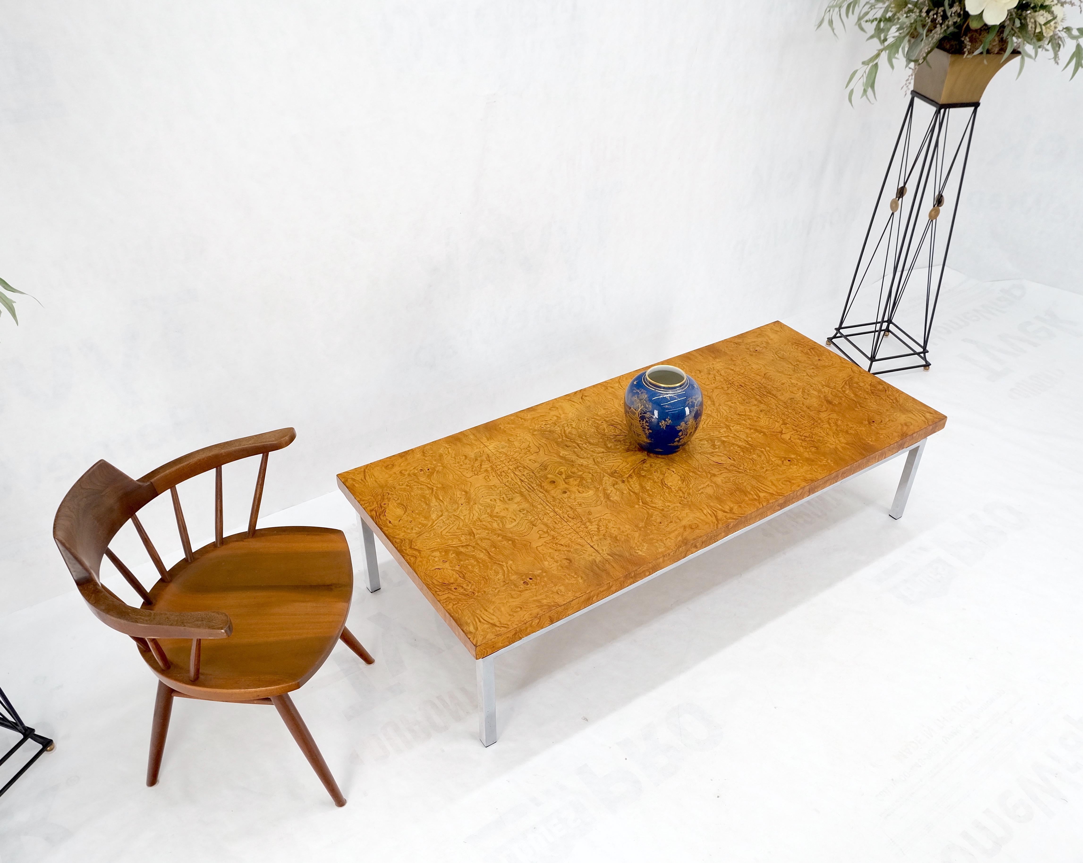 Grande table basse rectangulaire en ronce de bois chromée mi-siècle moderne MINT ! en vente 4