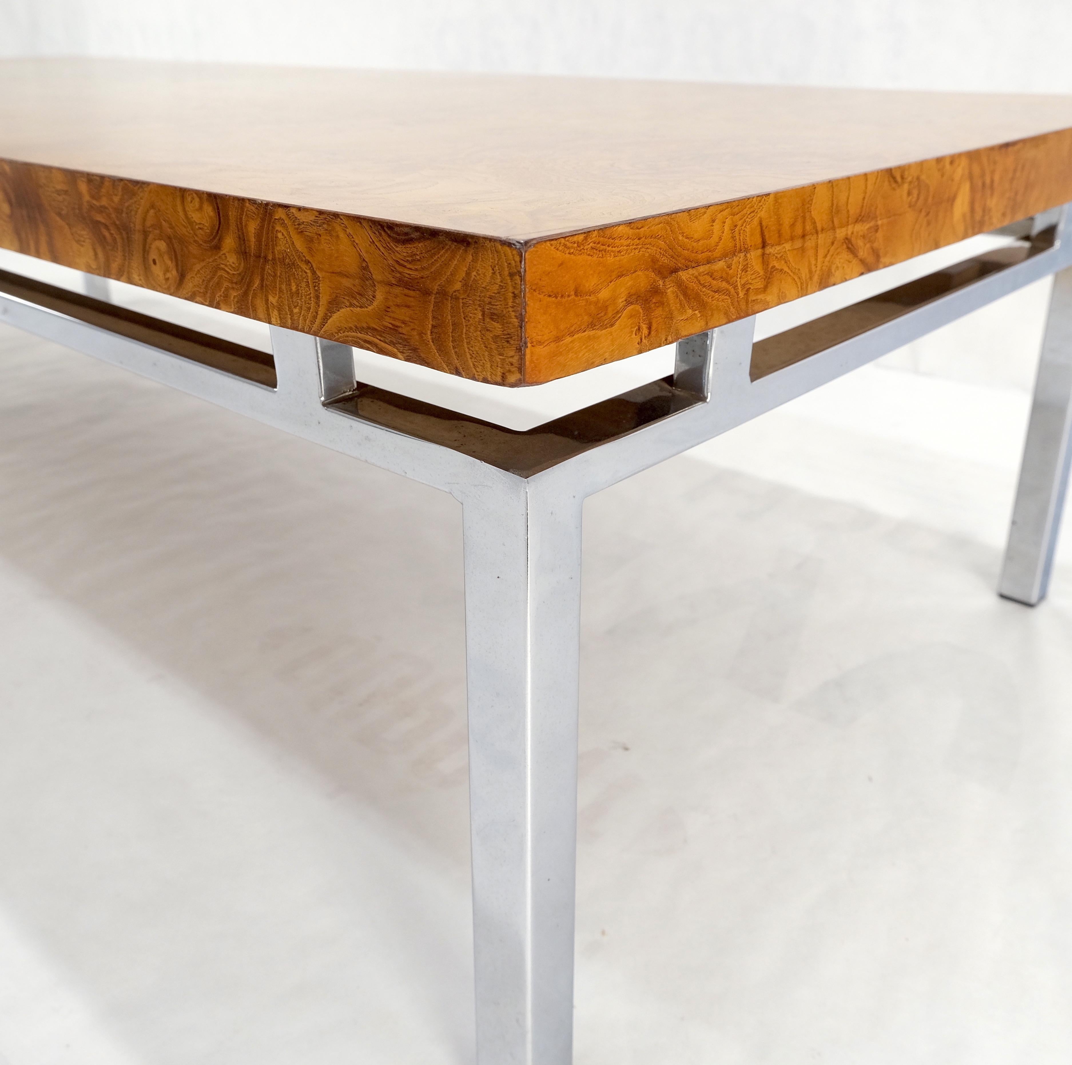 Grande table basse rectangulaire en ronce de bois chromée mi-siècle moderne MINT ! en vente 5