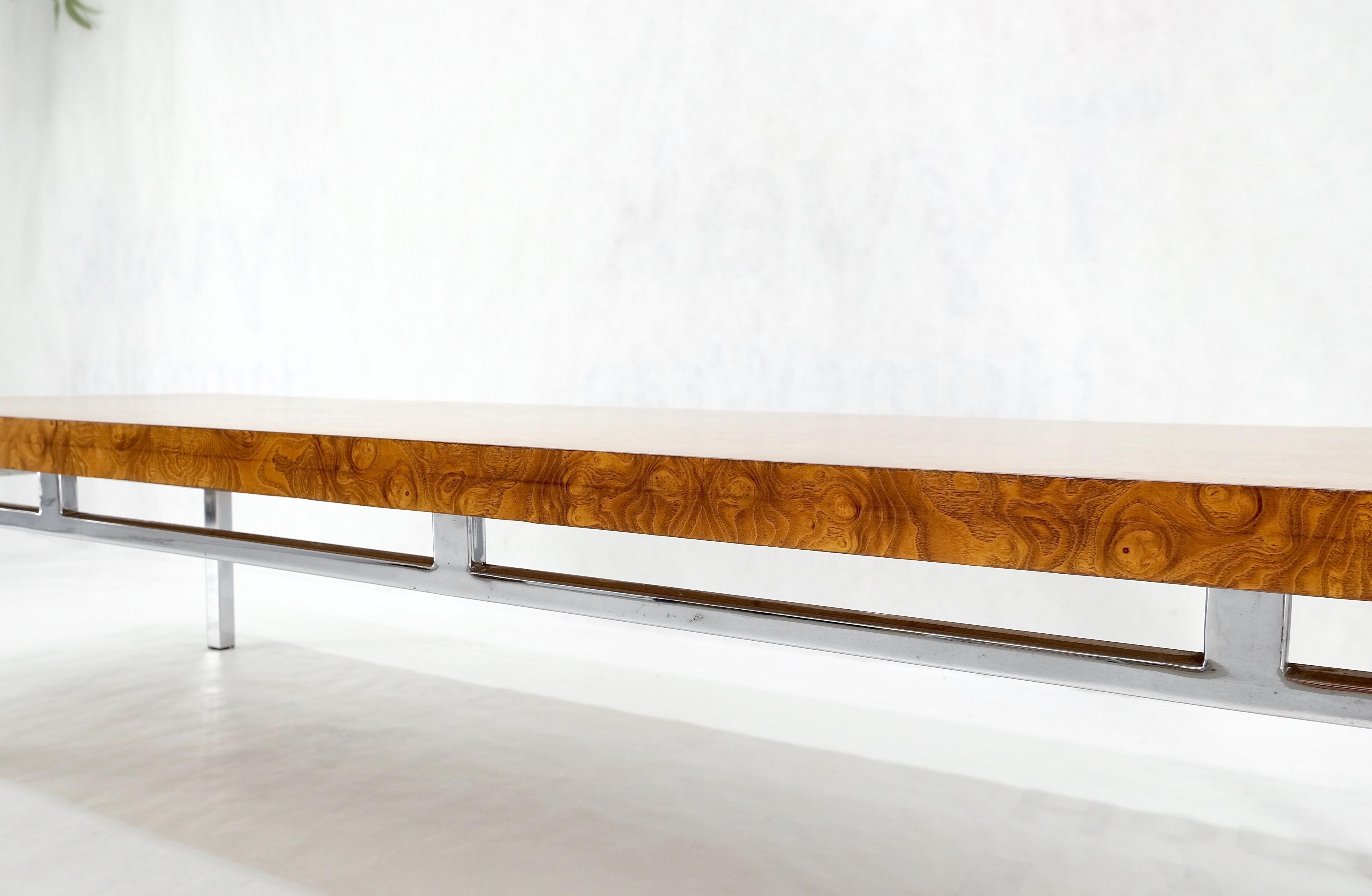 Grande table basse rectangulaire en ronce de bois chromée mi-siècle moderne MINT ! en vente 6