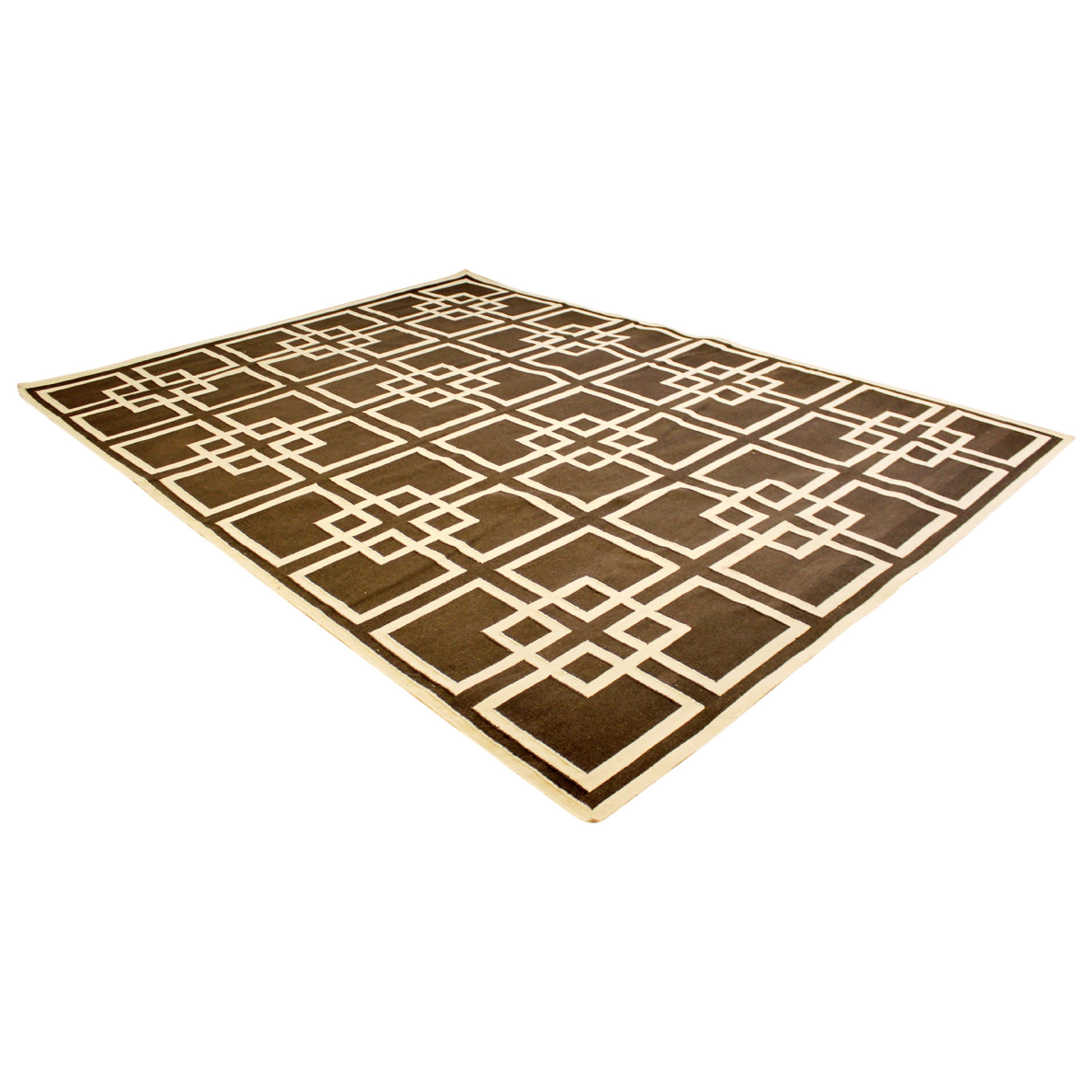 Grand tapis contemporain rectangulaire à motifs géométriques