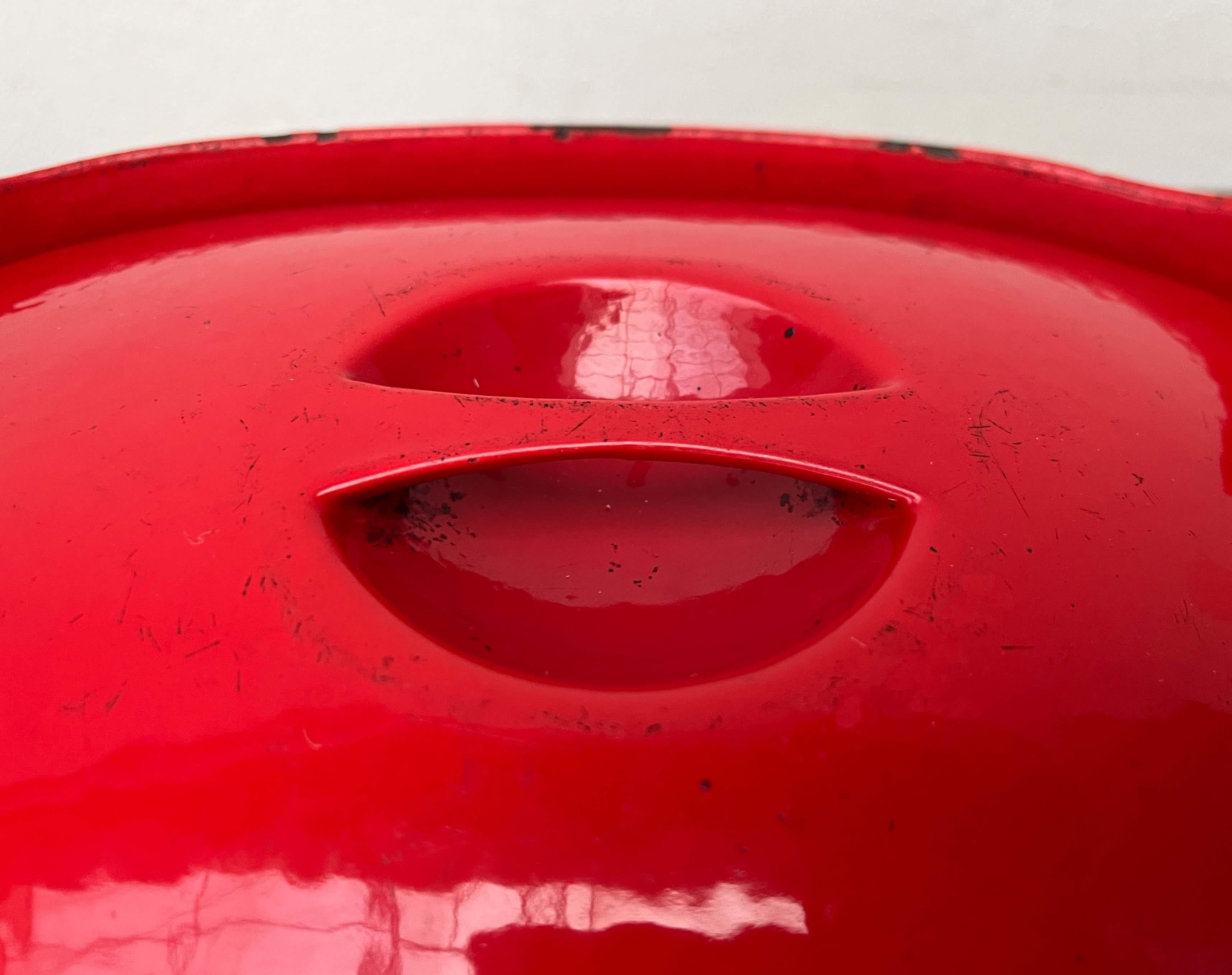 Großer roter Emailletopf von Timo Sarpaneva Rosenlew Finnland 1960er Jahre im Angebot 1