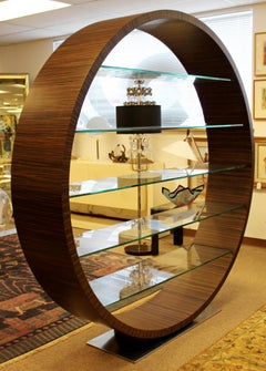 Grande Bibliothèque Mid-Century Moderne Ronde Roche Bobois Omega Tiger Wood