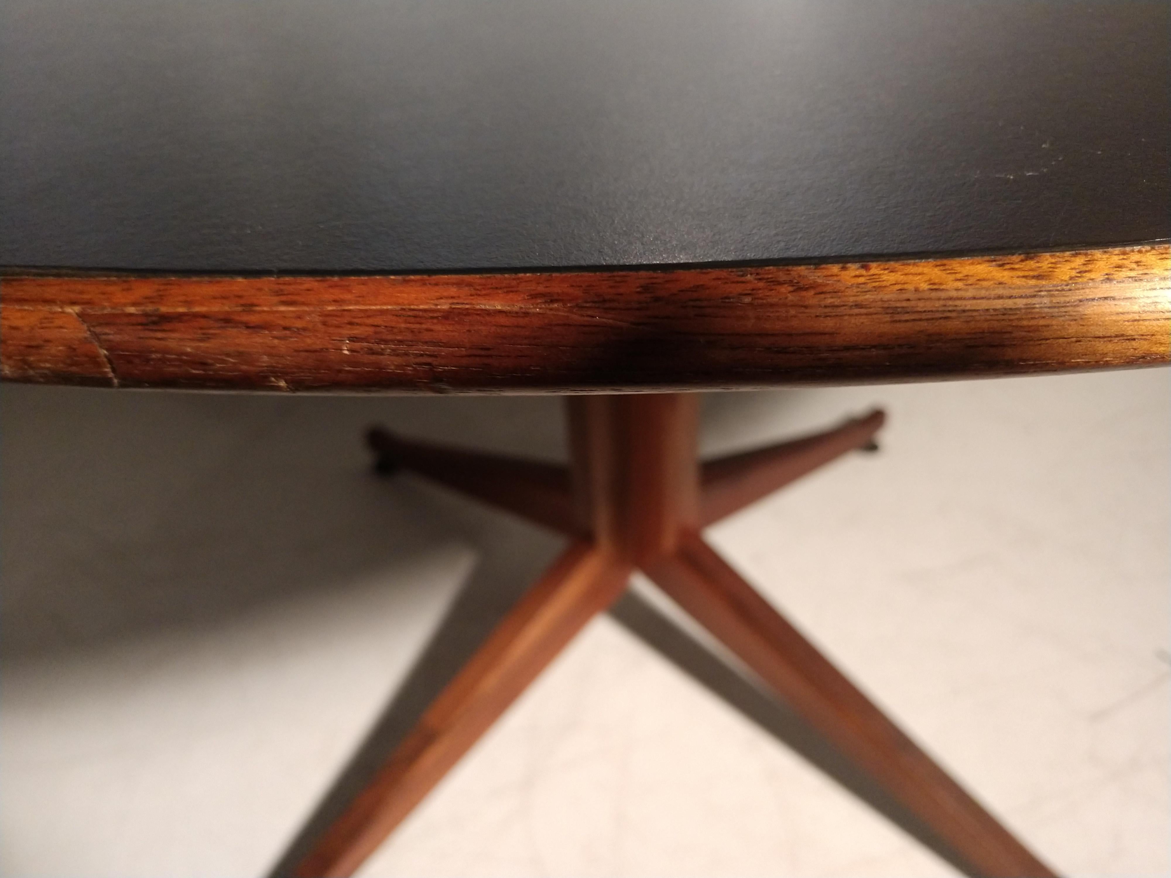 Mid-Century Modern Large Round Walnut with Laminate Top Table In Good Condition In Port Jervis, NY