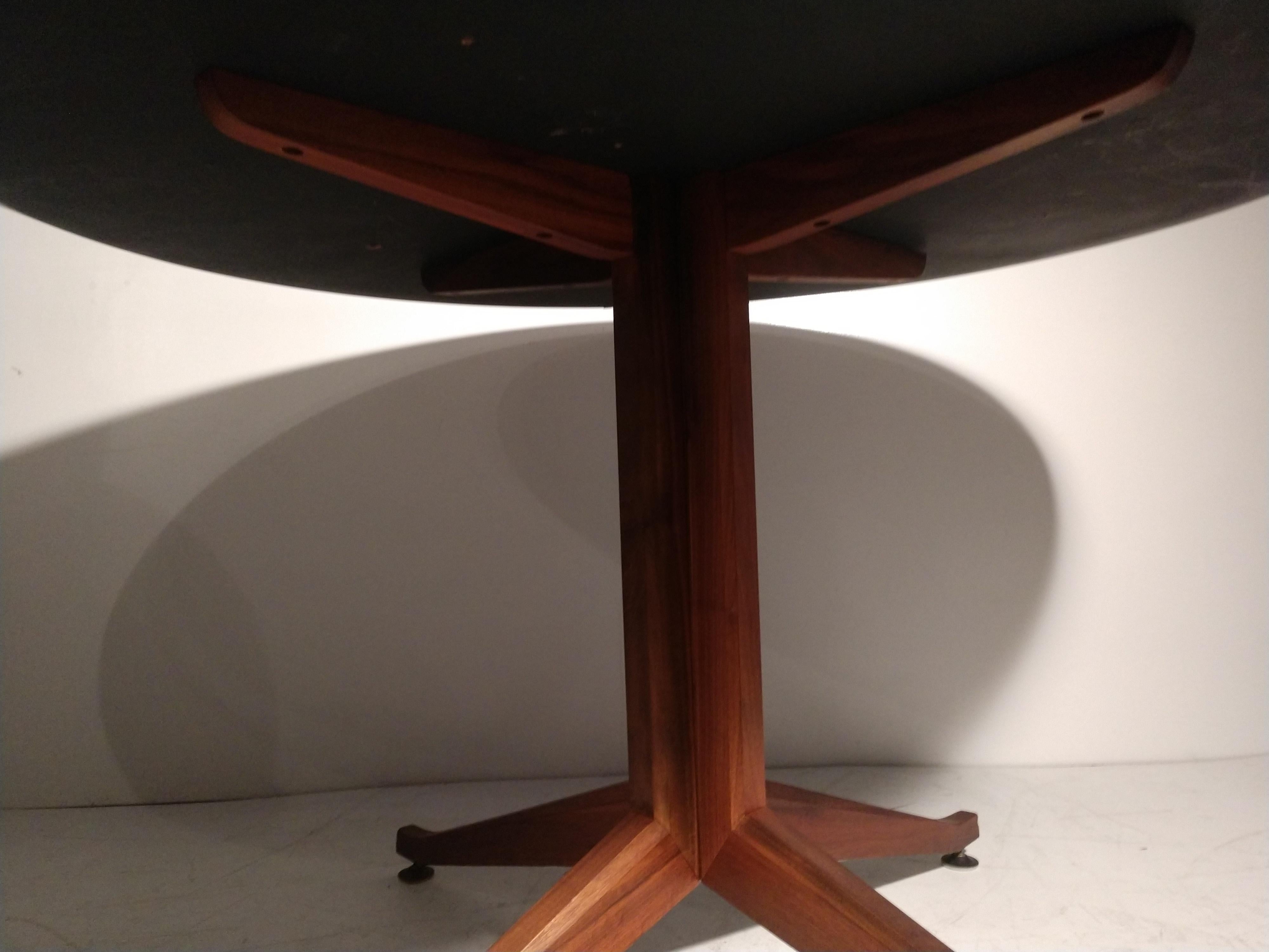 Mid-Century Modern Large Round Walnut with Laminate Top Table 1