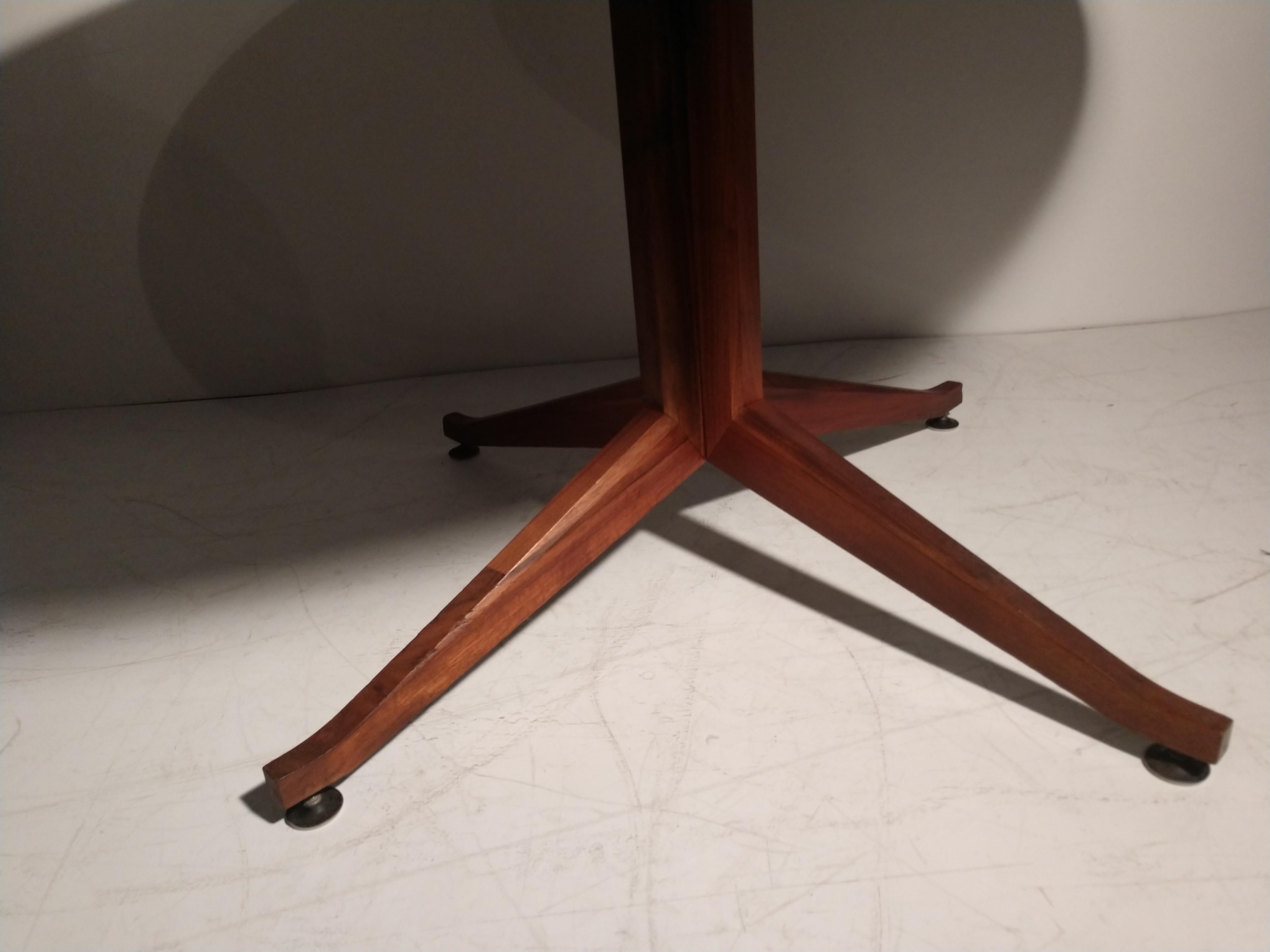 Mid-Century Modern Large Round Walnut with Laminate Top Table 2