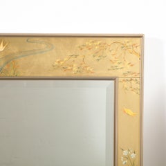 Mid-Century Modern Large Scale La Barge Hand Painted Églomisé Chinoiserie Mirror