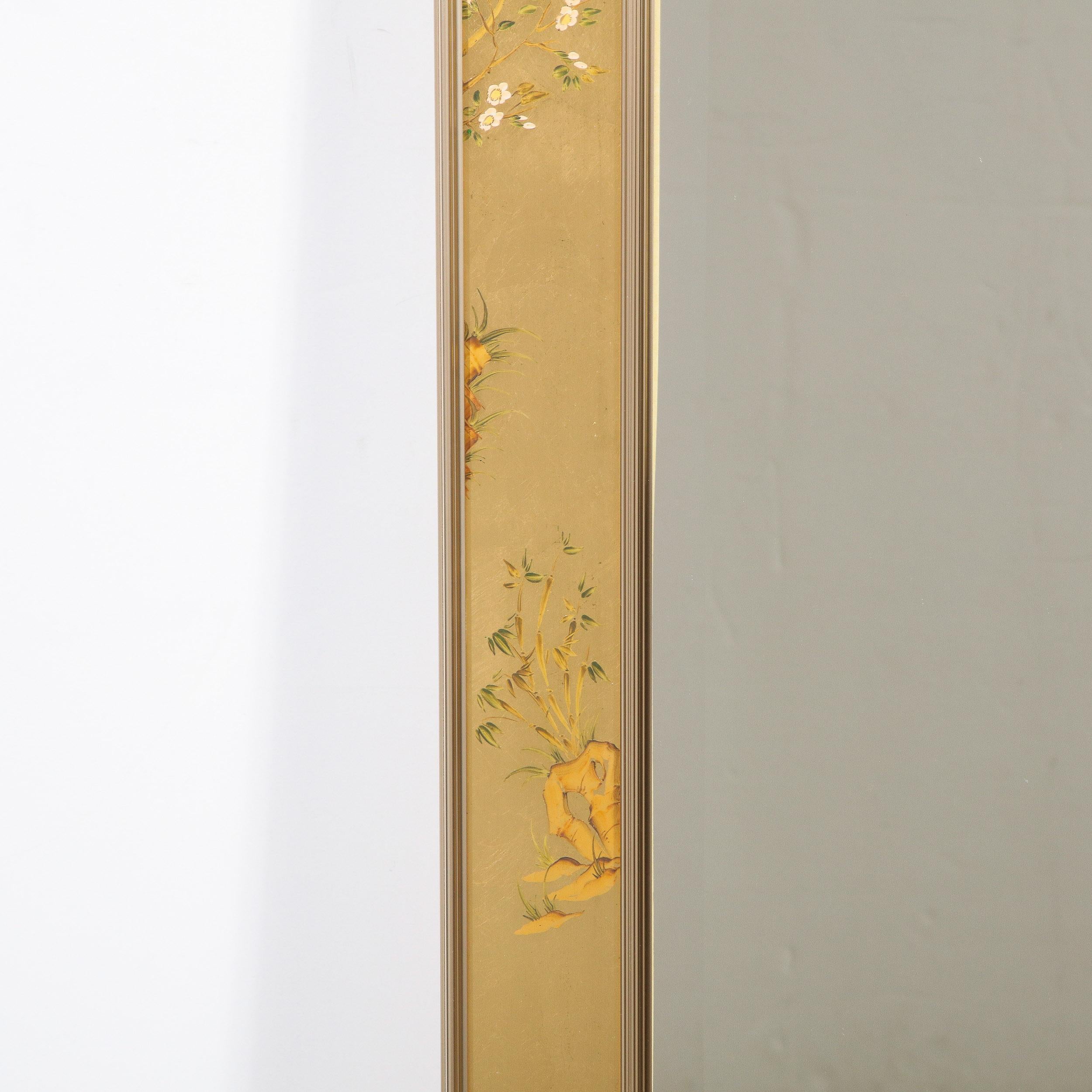 Late 20th Century Mid-Century Modern Large Scale La Barge Hand Painted Églomisé Chinoiserie Mirror