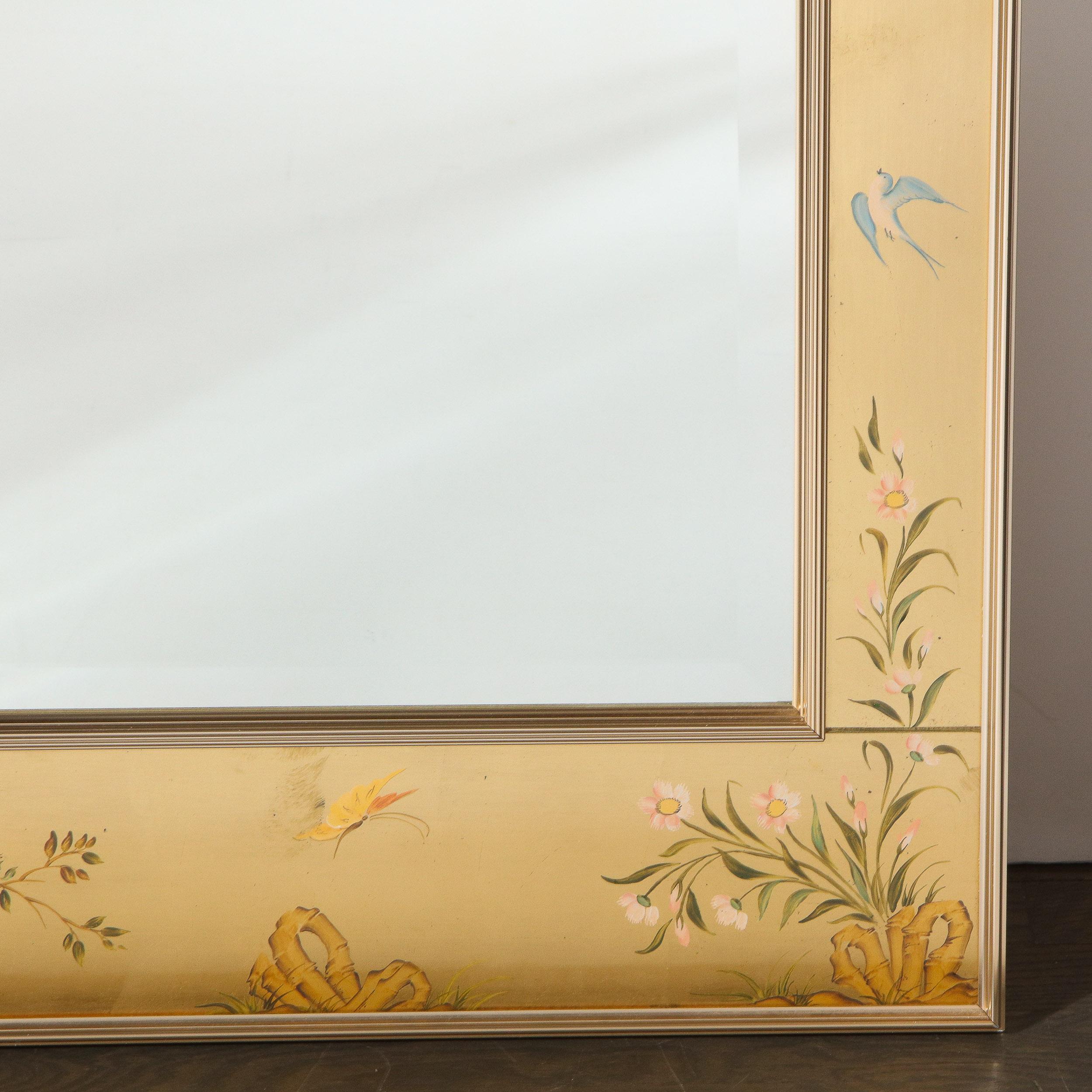 Mid-Century Modern Large Scale La Barge Hand Painted Églomisé Chinoiserie Mirror 2